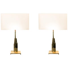 Golden Brass Table Lamps by Frigerio, Italy, 1970s