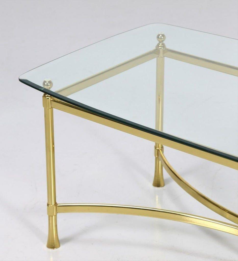 Italian Golden Brass Vintage Coffee Table, Italy, 1950s For Sale