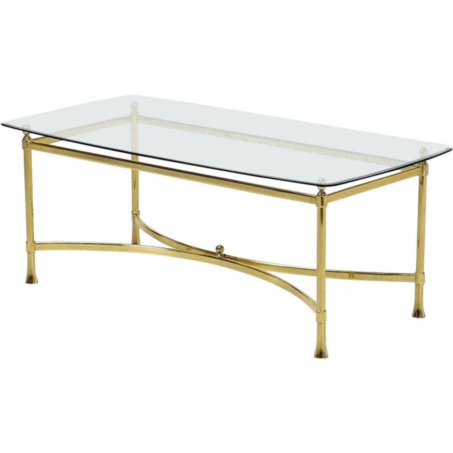 Golden Brass Vintage Coffee Table, Italy, 1950s For Sale