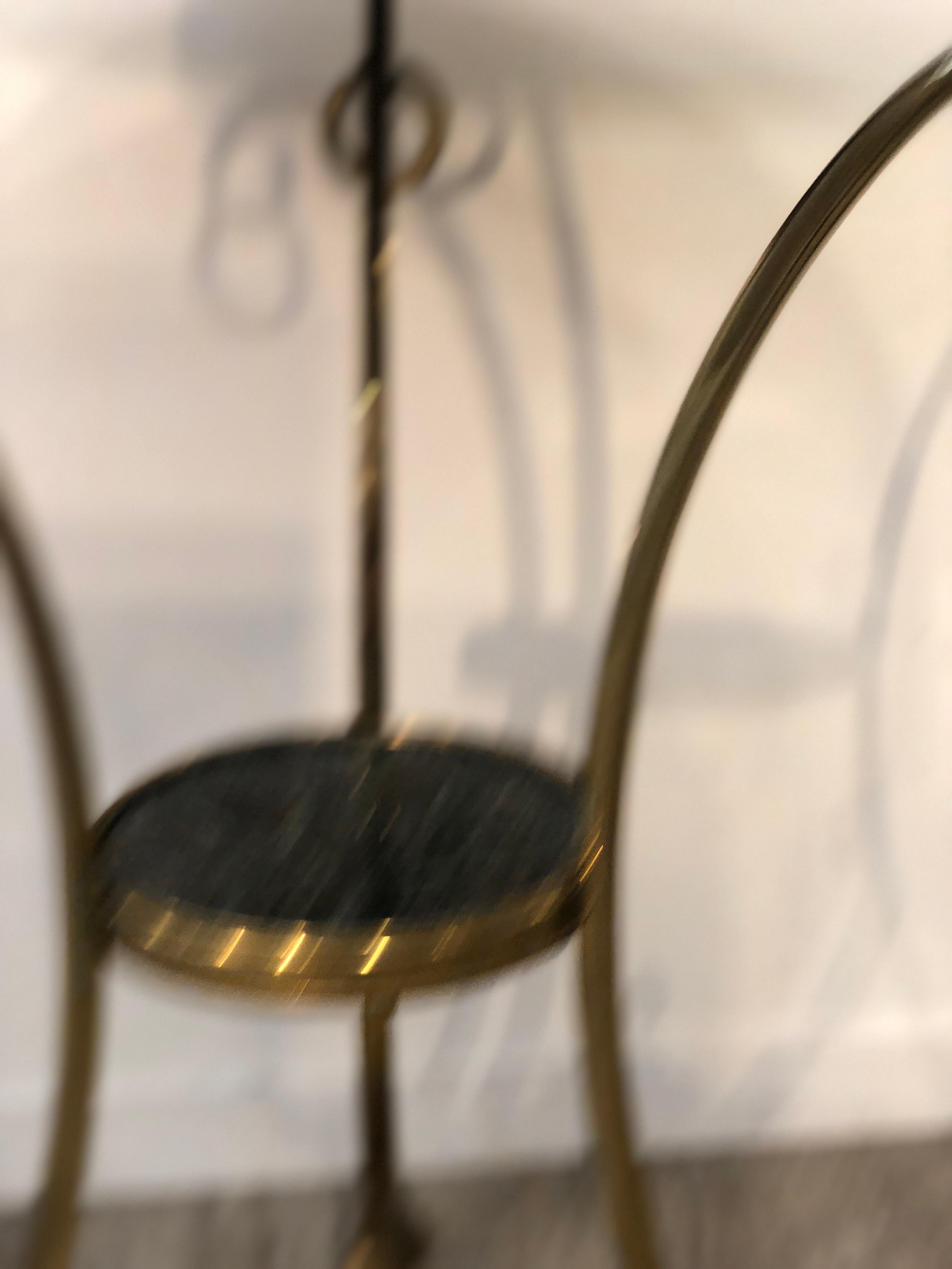 Golden Bronze and Brass Two Tops Marble Rounded Gueridon Small Table 5