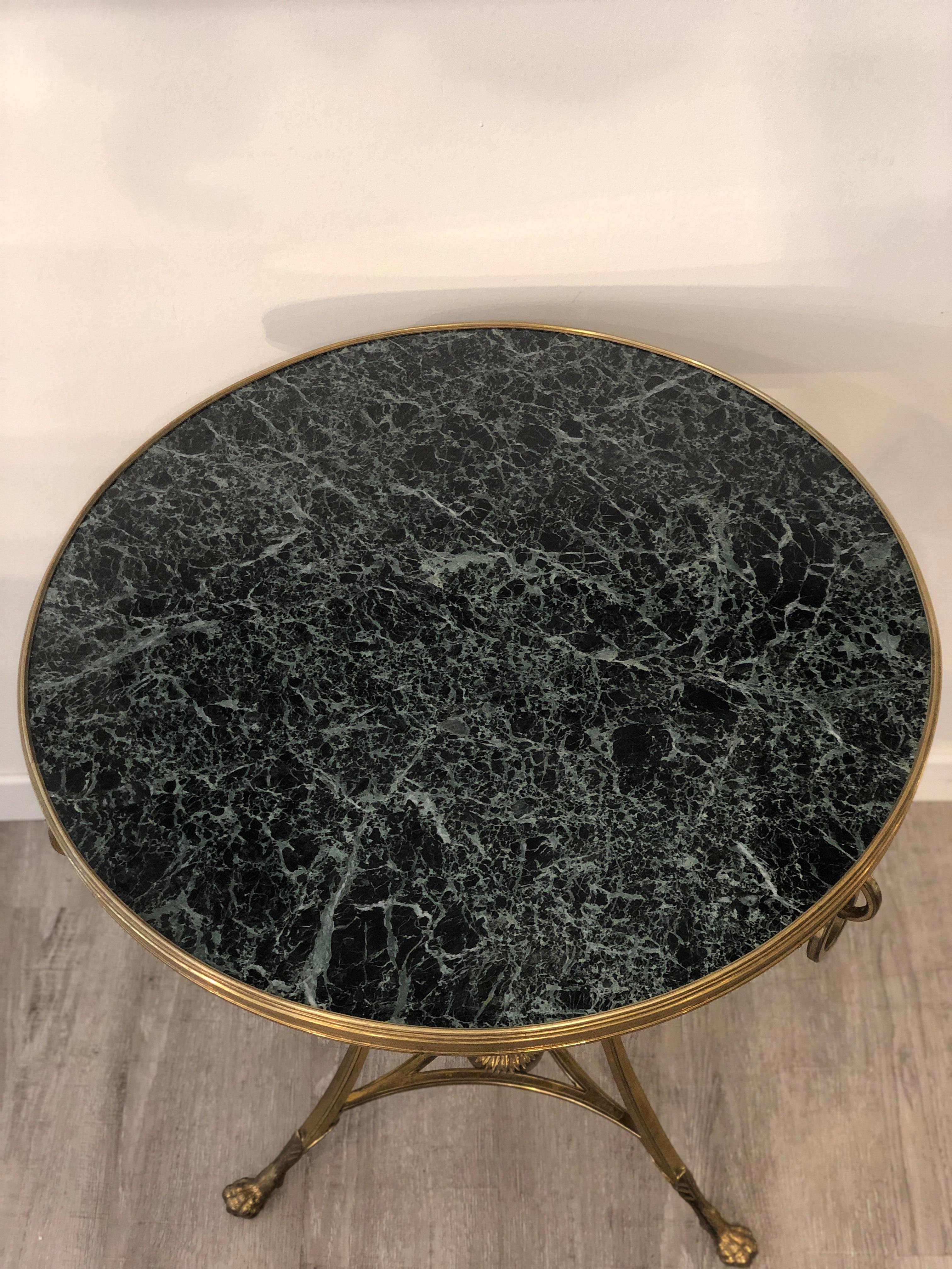 Golden Bronze and Brass Two Tops Marble Rounded Gueridon Small Table 8