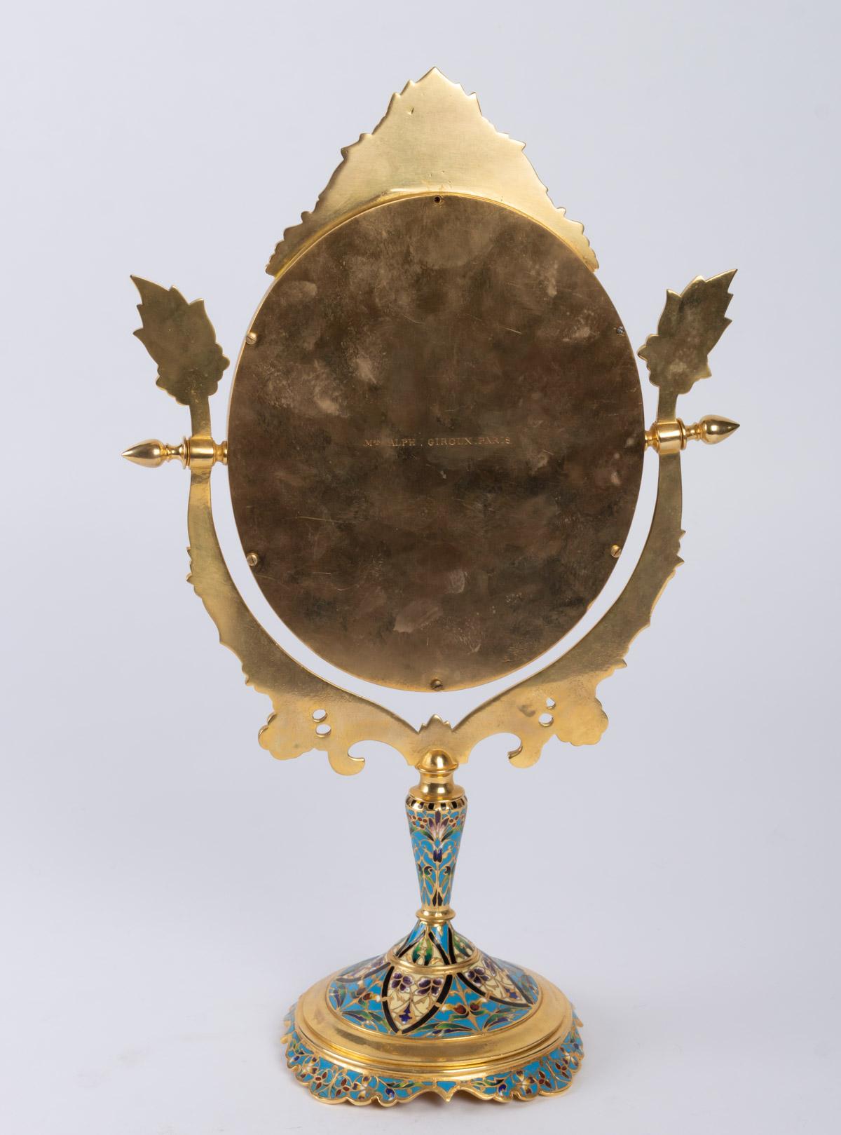 Golden Bronze and Cloisonné Mirror, 19th century 1