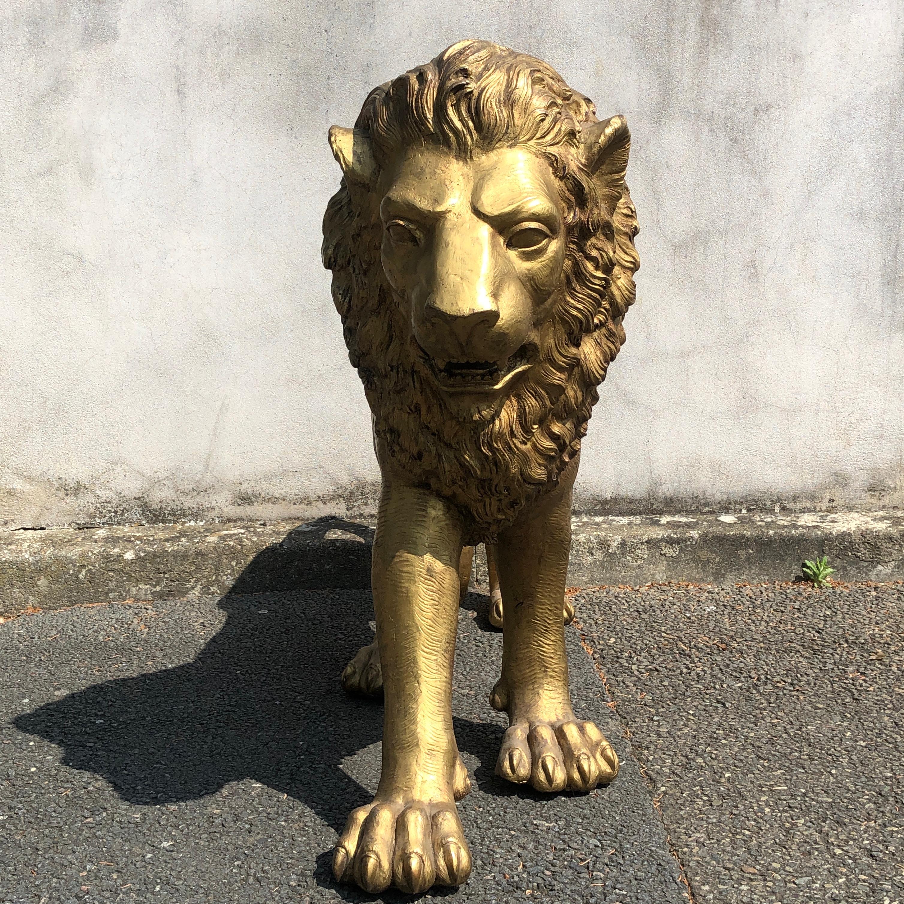 Golden Bronze Animal Sculpture Representing a Lion from Paris from 1940s 5