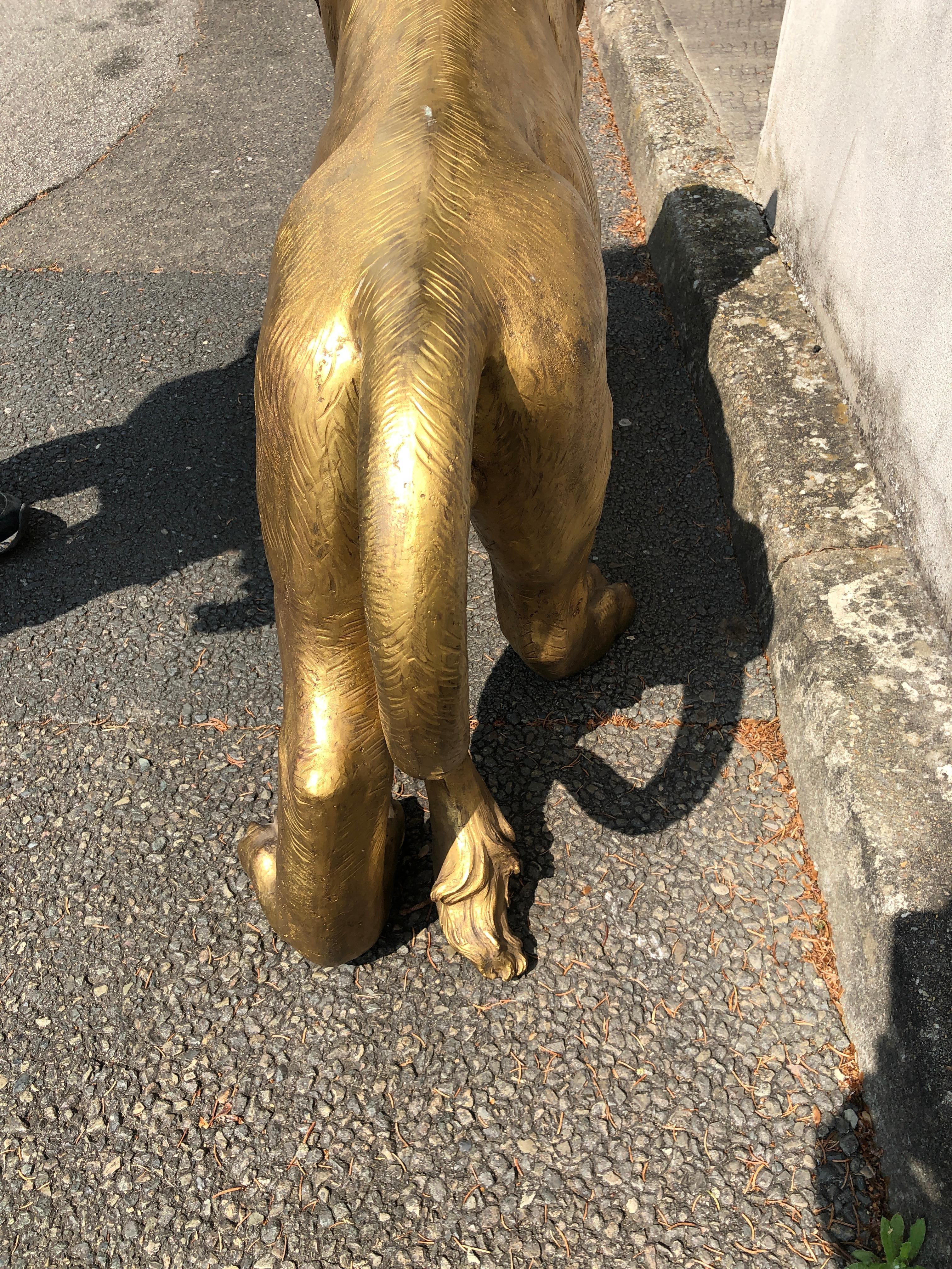 Golden Bronze Animal Sculpture Representing a Lion from Paris from 1940s 9