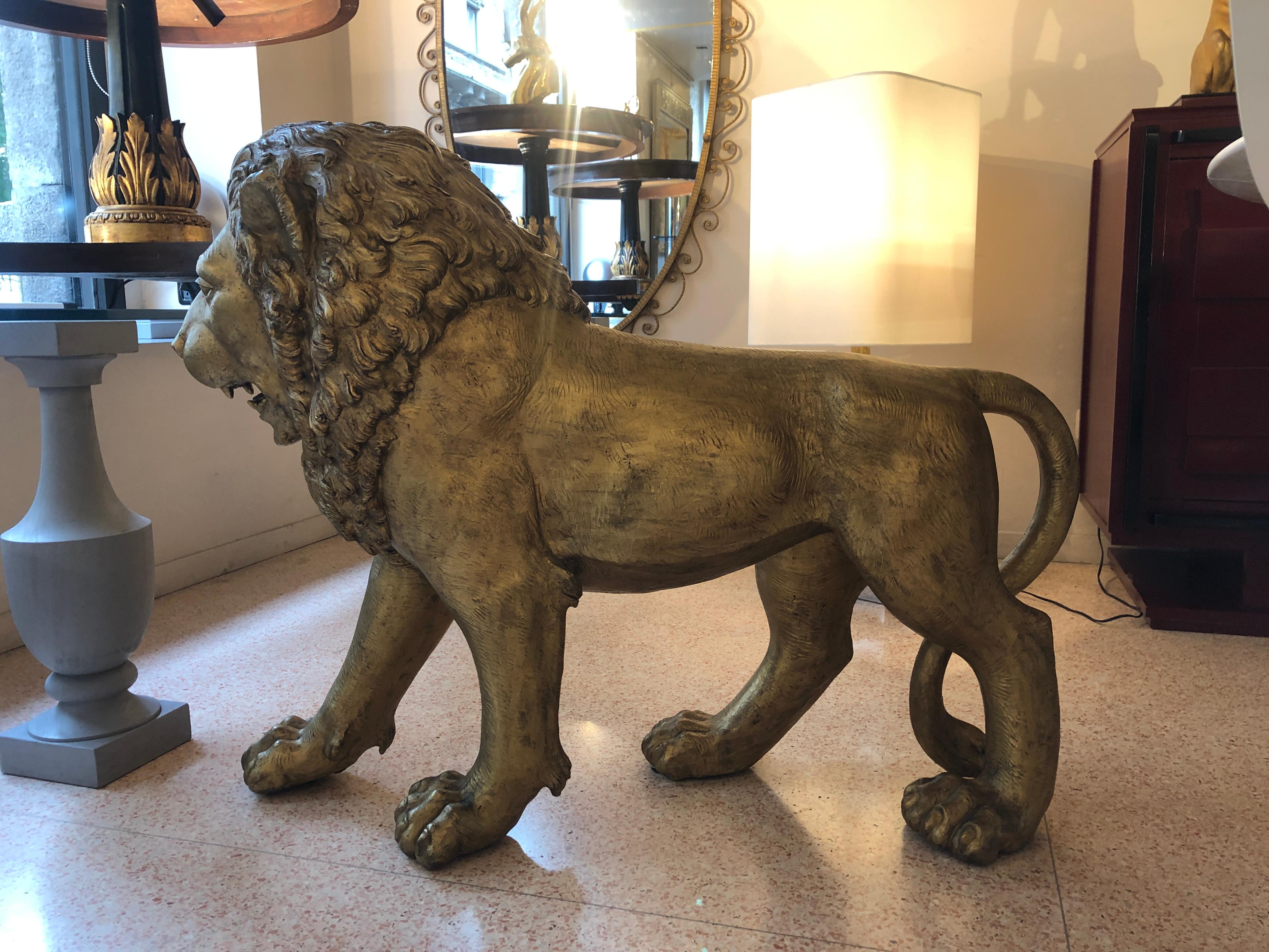 Golden Bronze Animal Sculpture Representing a Lion from Paris from 1940s 11