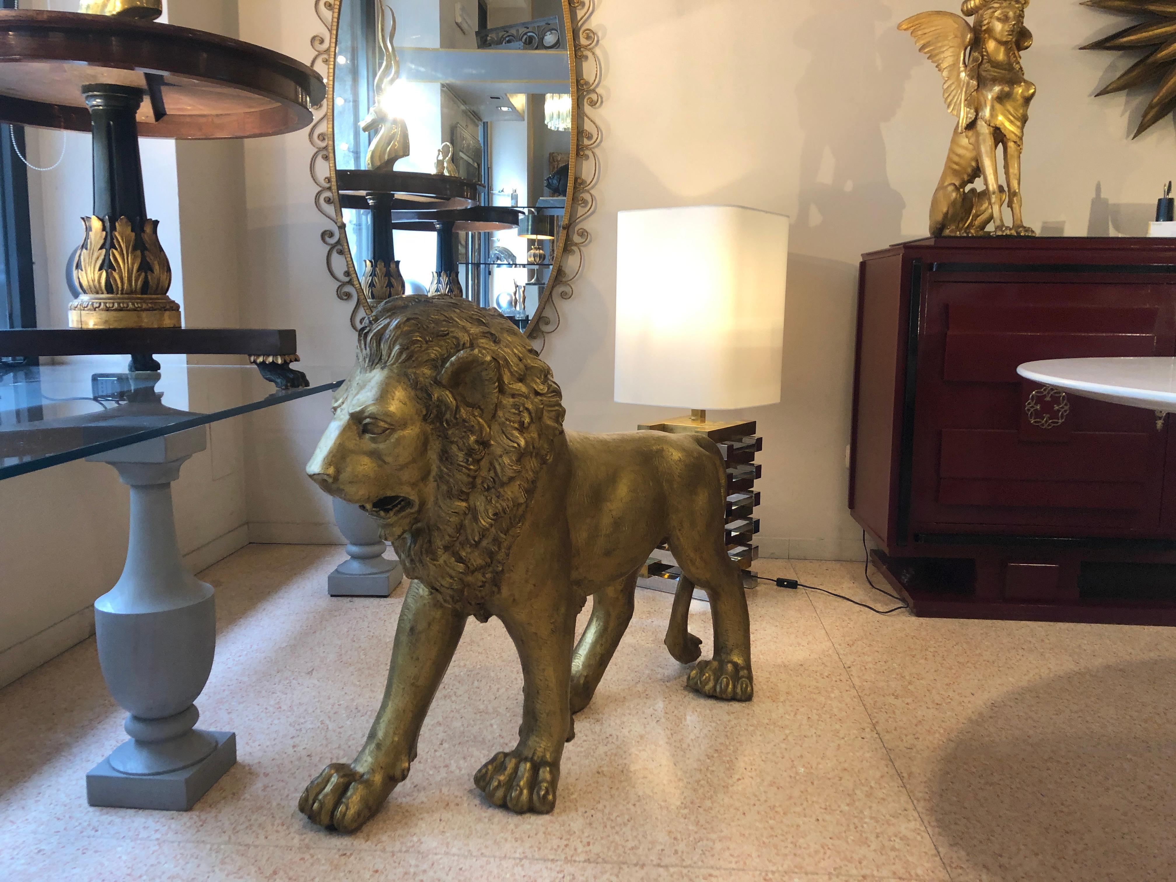 Golden Bronze Animal Sculpture Representing a Lion from Paris from 1940s 12