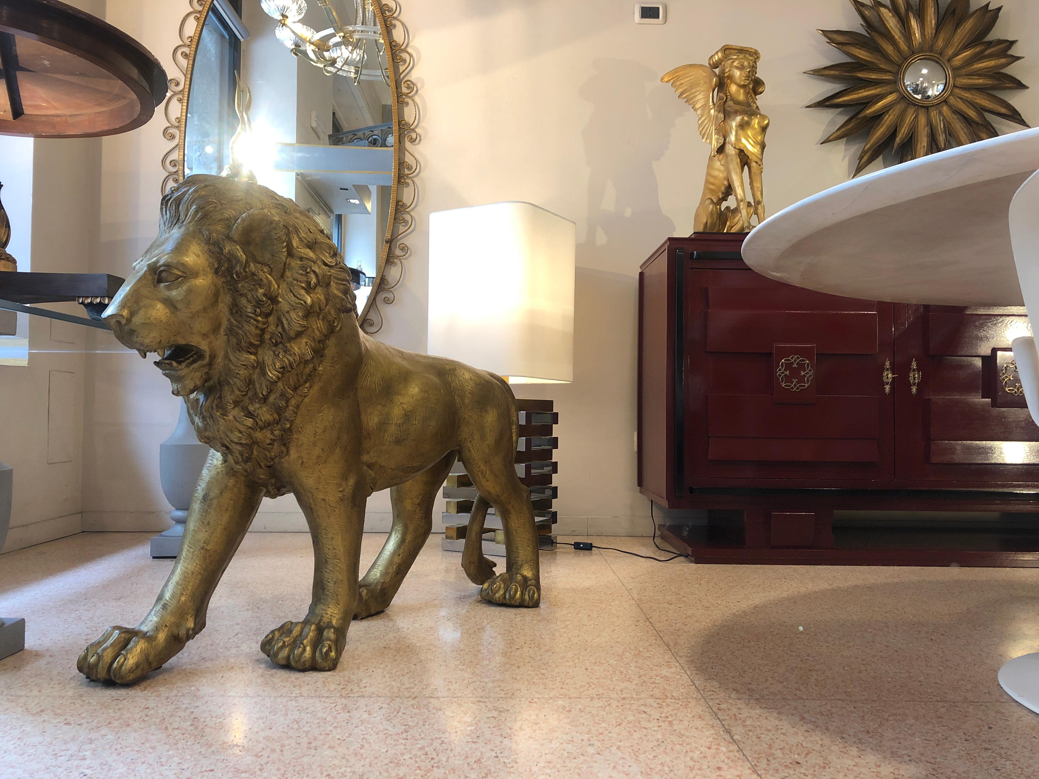 Golden Bronze Animal Sculpture Representing a Lion from Paris from 1940s 13