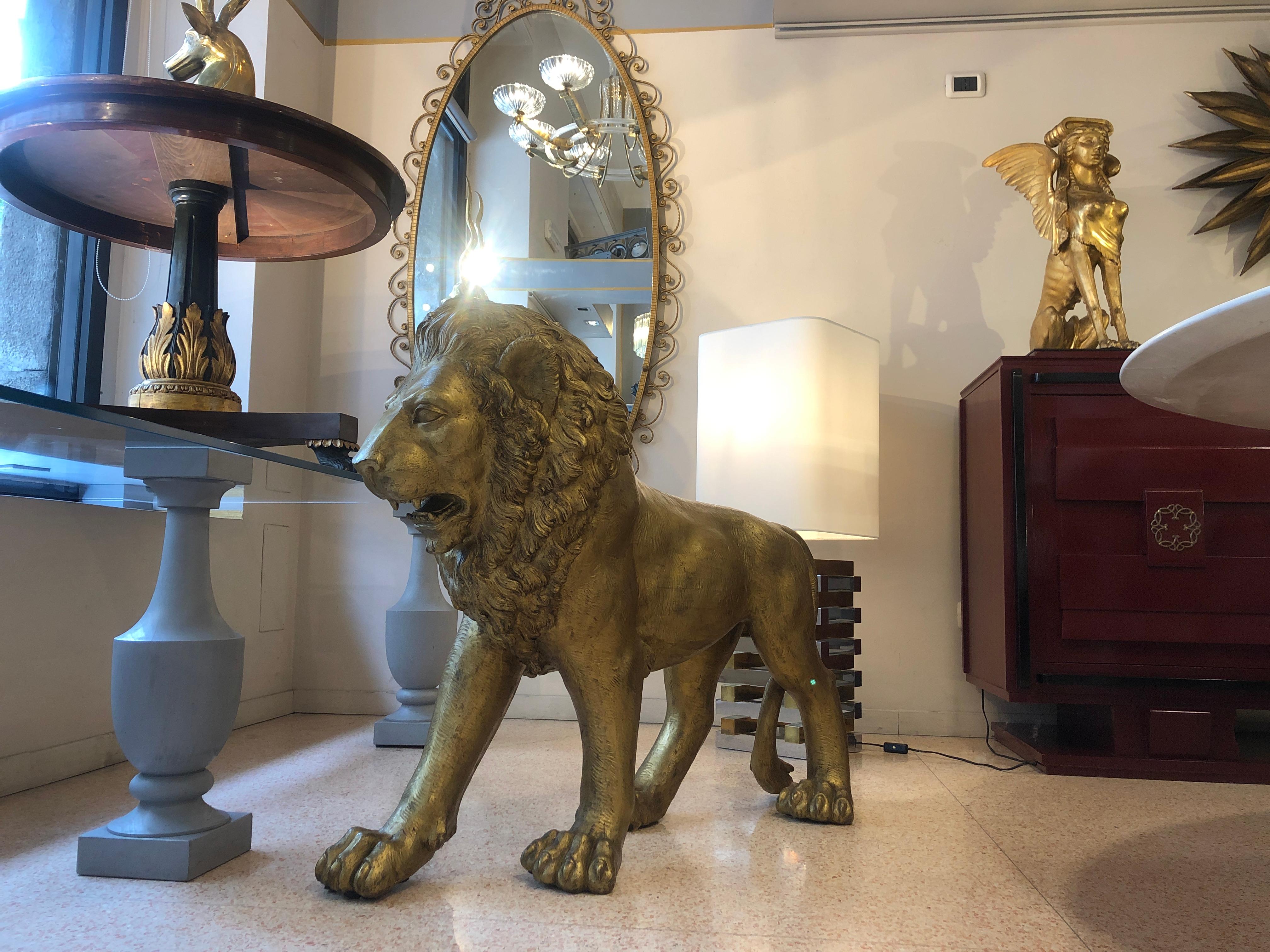 Golden Bronze Animal Sculpture Representing a Lion from Paris from 1940s 14