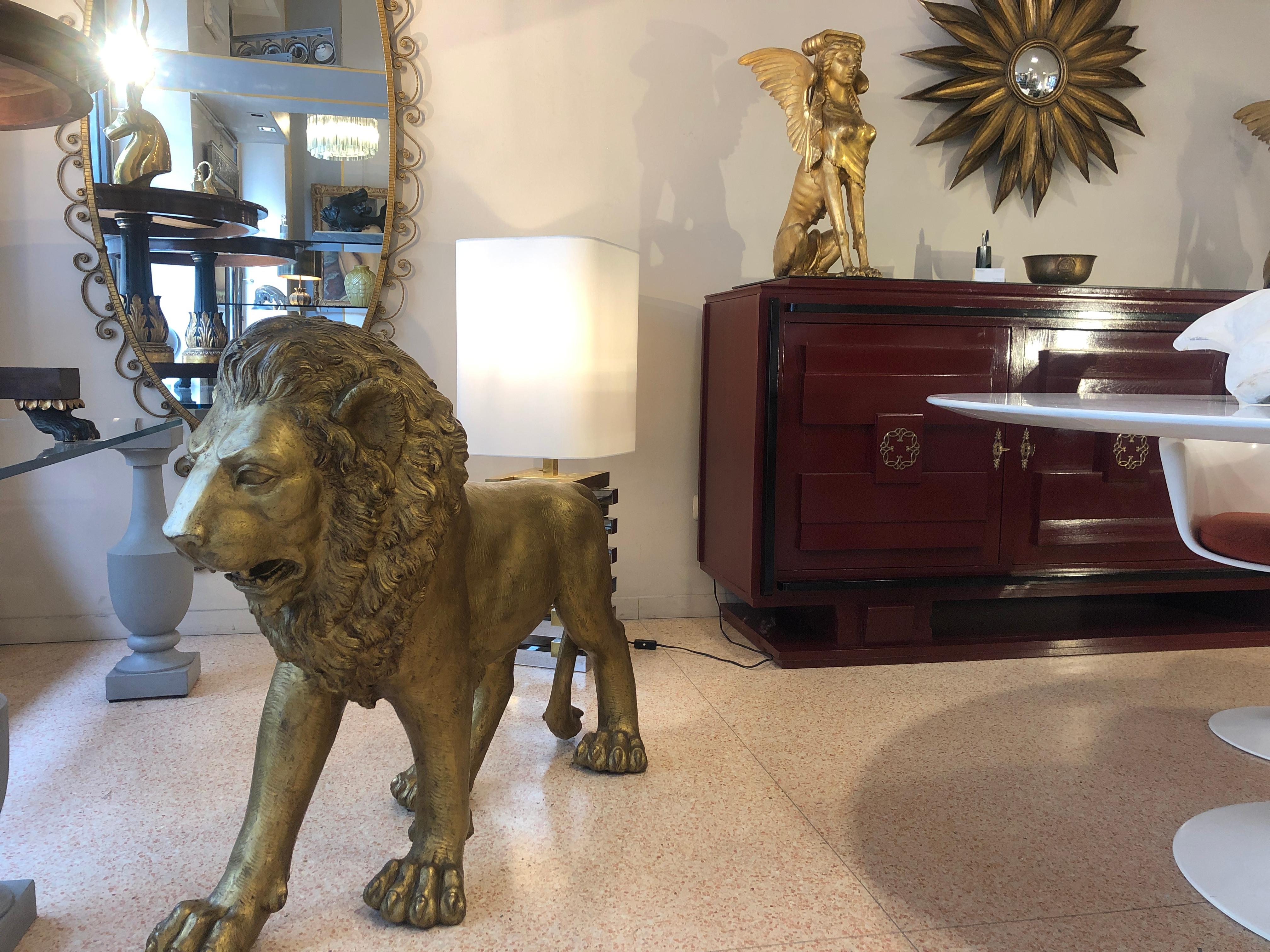 Golden Bronze Animal Sculpture Representing a Lion from Paris from 1940s 15