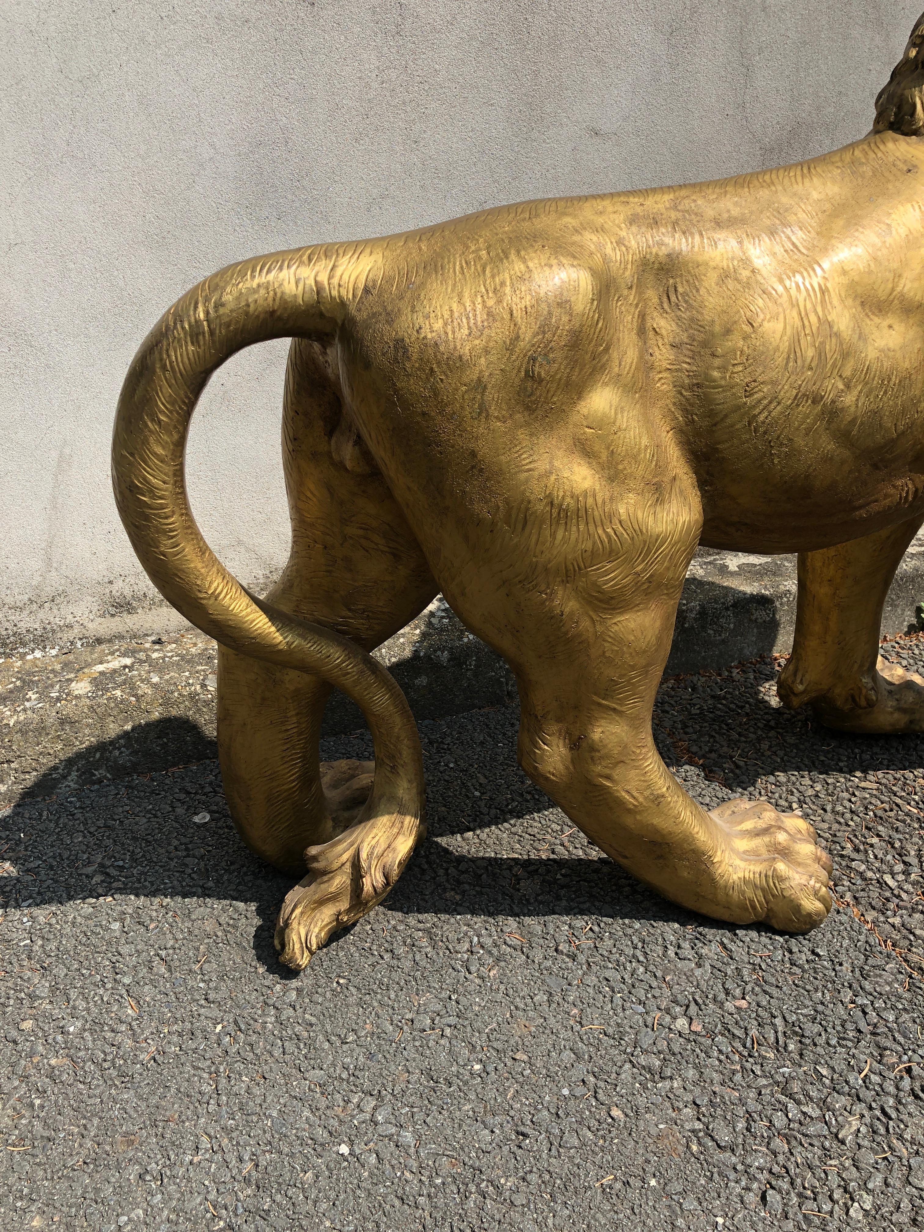 Golden Bronze Animal Sculpture Representing a Lion from Paris from 1940s 3