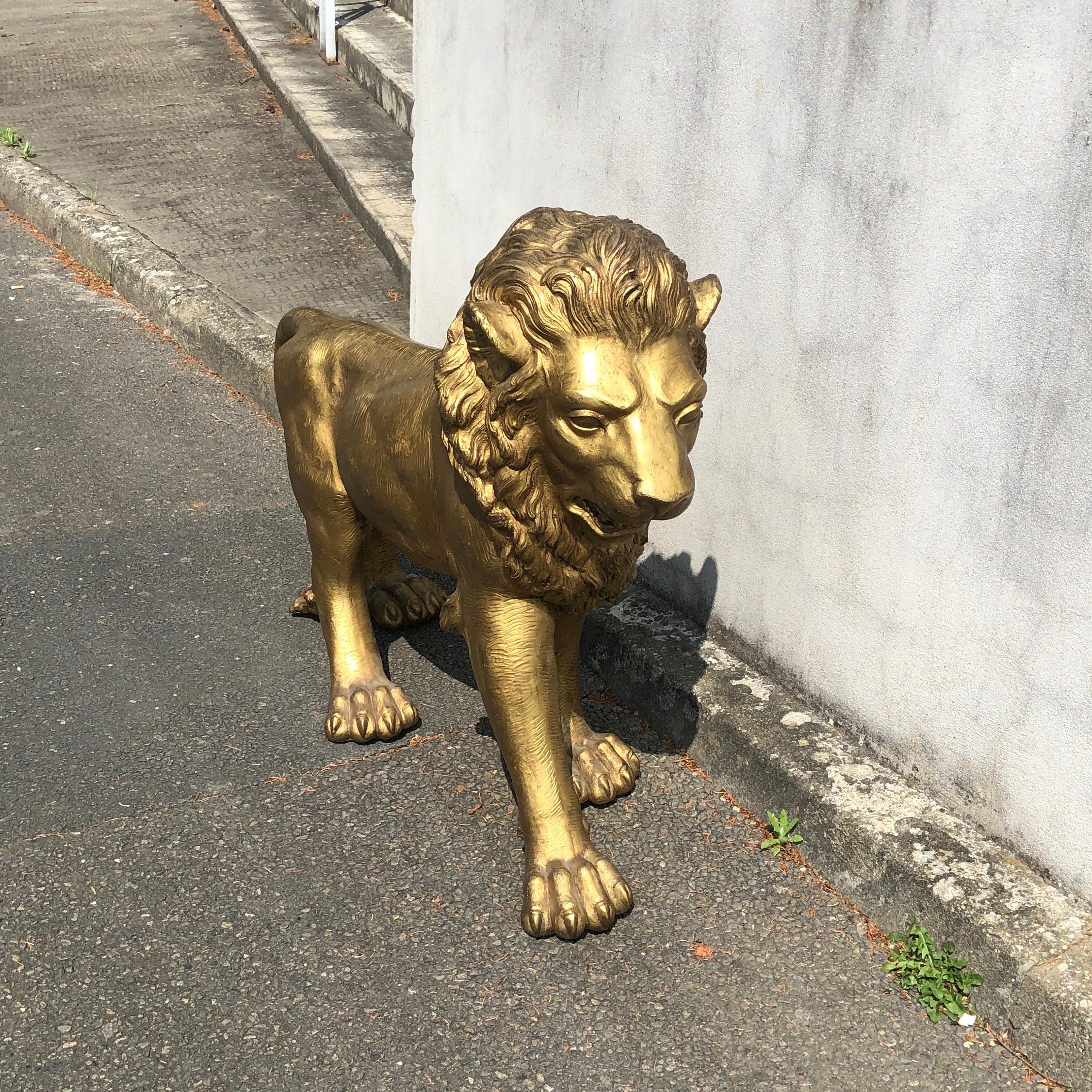 Golden Bronze Animal Sculpture Representing a Lion from Paris from 1940s 4