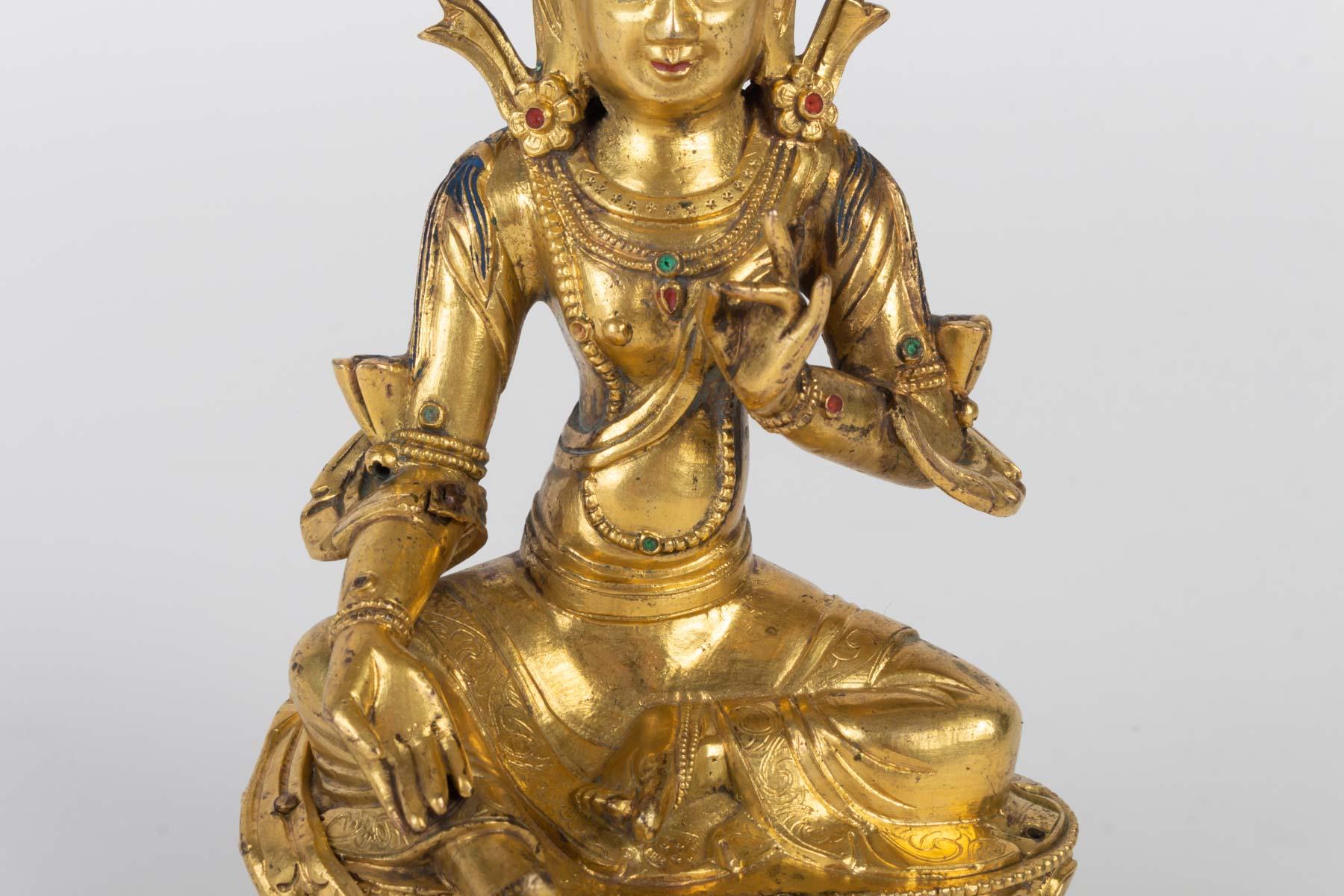 Chinese Golden Bronze Buddha, China, 17th-18th Century