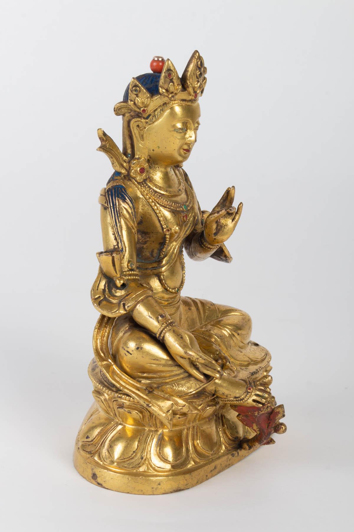 18th Century and Earlier Golden Bronze Buddha, China, 17th-18th Century