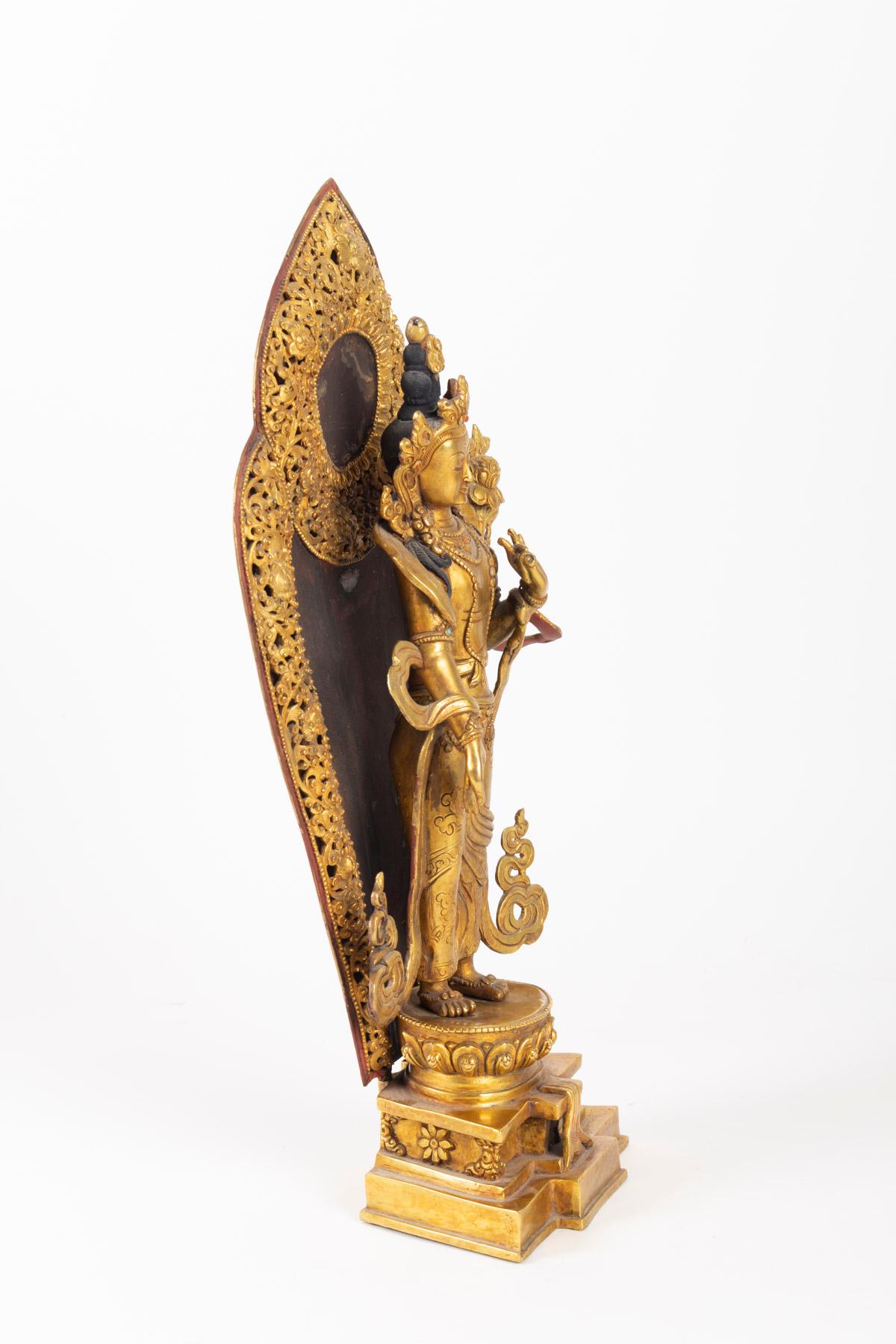 Golden Bronze Buddhist Divinity, Tibet, Middle of the 20th Century 4