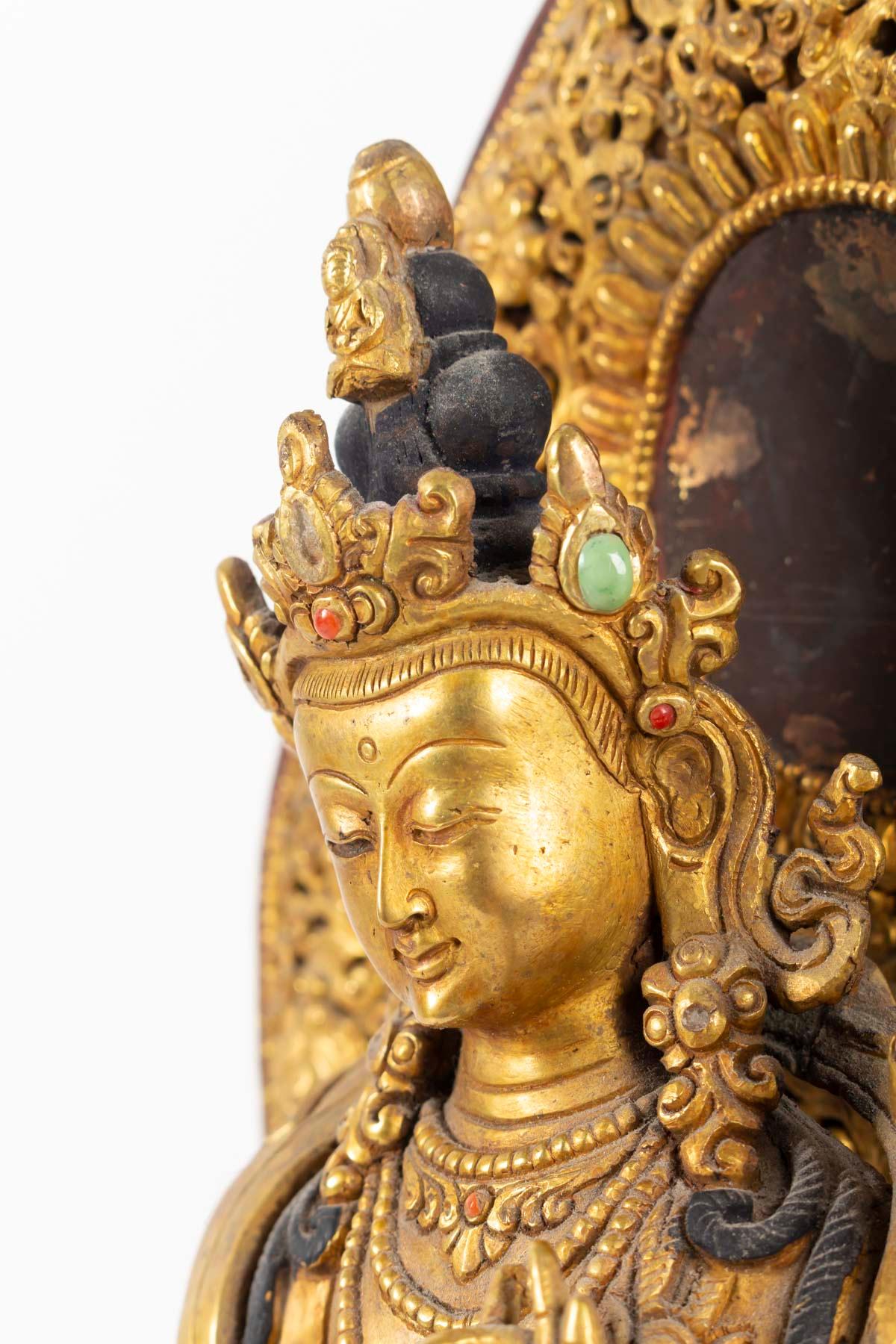 Golden Bronze Buddhist Divinity, Tibet, Middle of the 20th Century 7