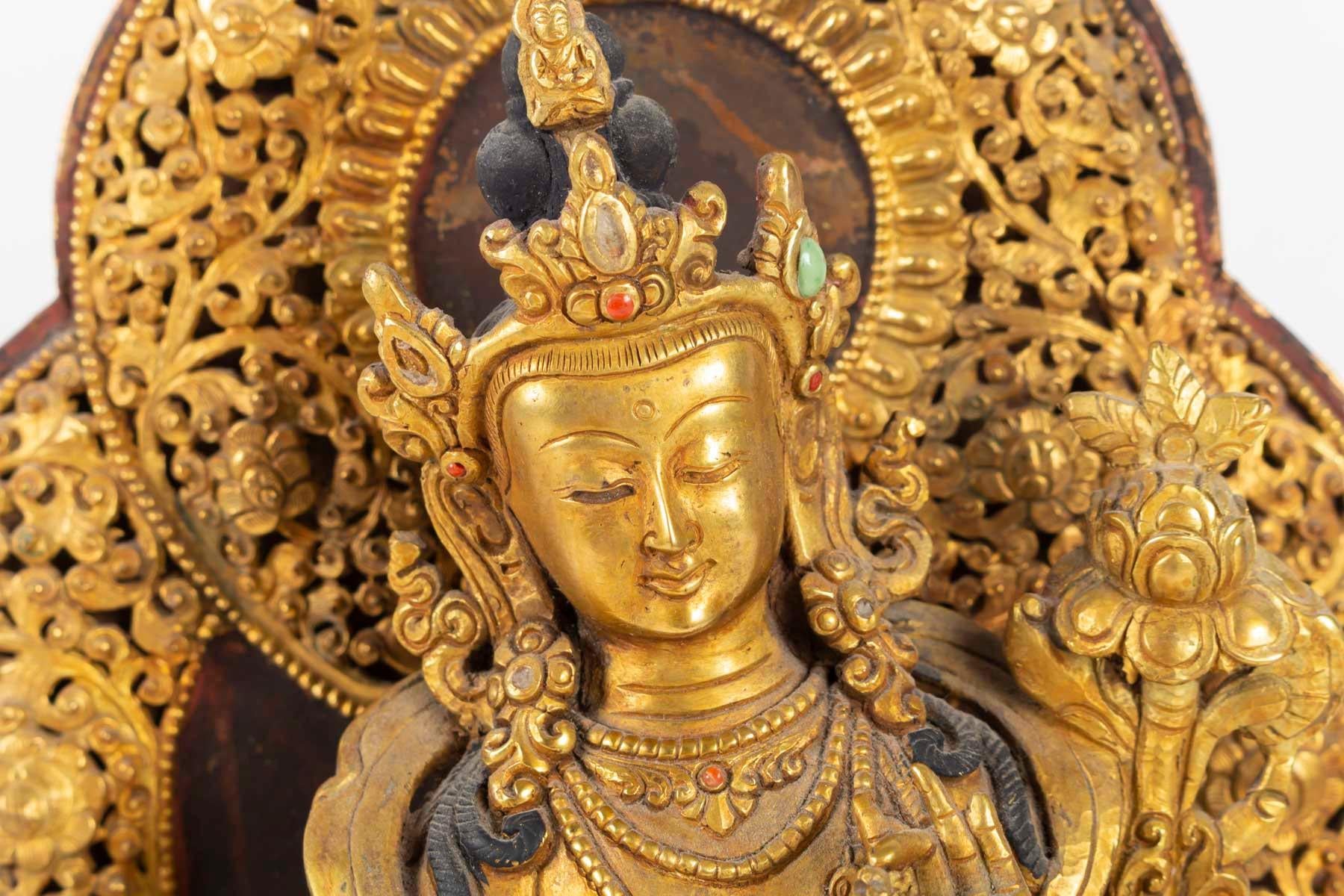 Tibetan Golden Bronze Buddhist Divinity, Tibet, Middle of the 20th Century