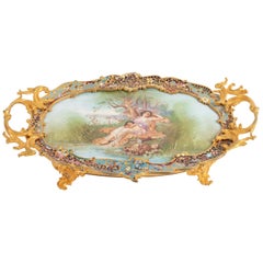 Golden Bronze Cup, Porcelain and Cloisonné, 19th Century