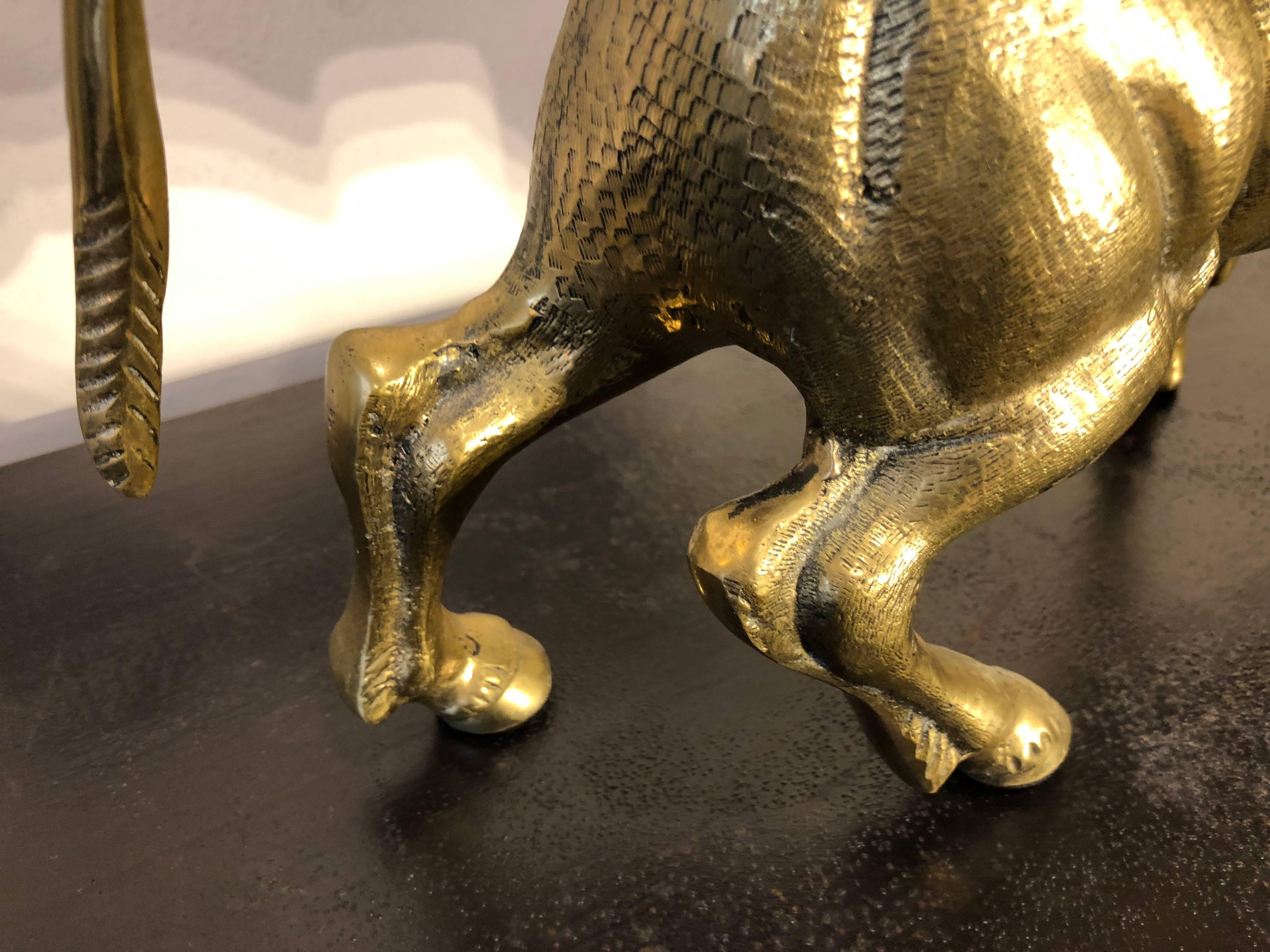 Golden Bronze Decorative Animal Bull Sculpture, France, 1930 1