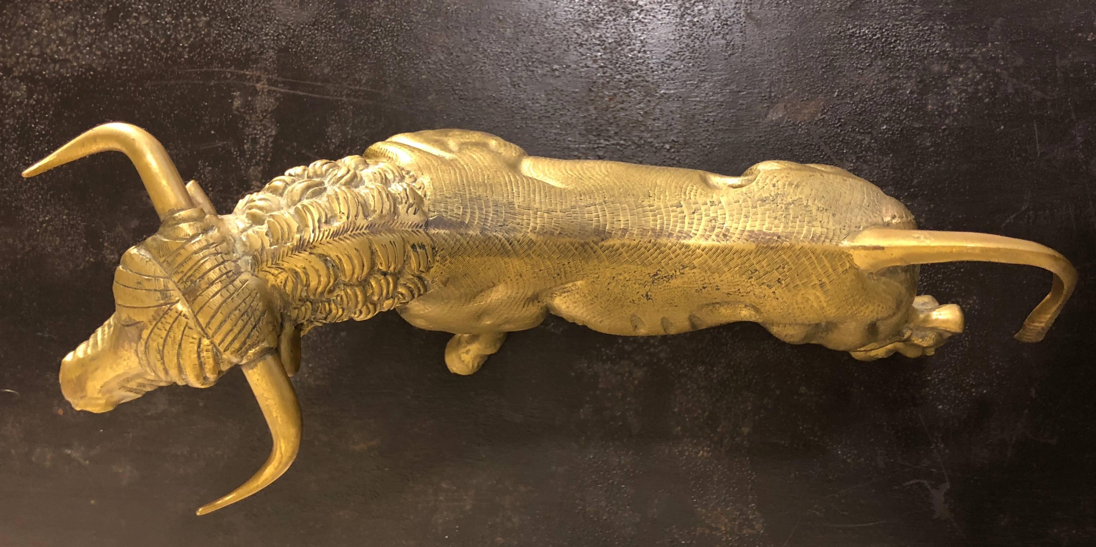 Golden Bronze Decorative Animal Bull Sculpture, France, 1930 2