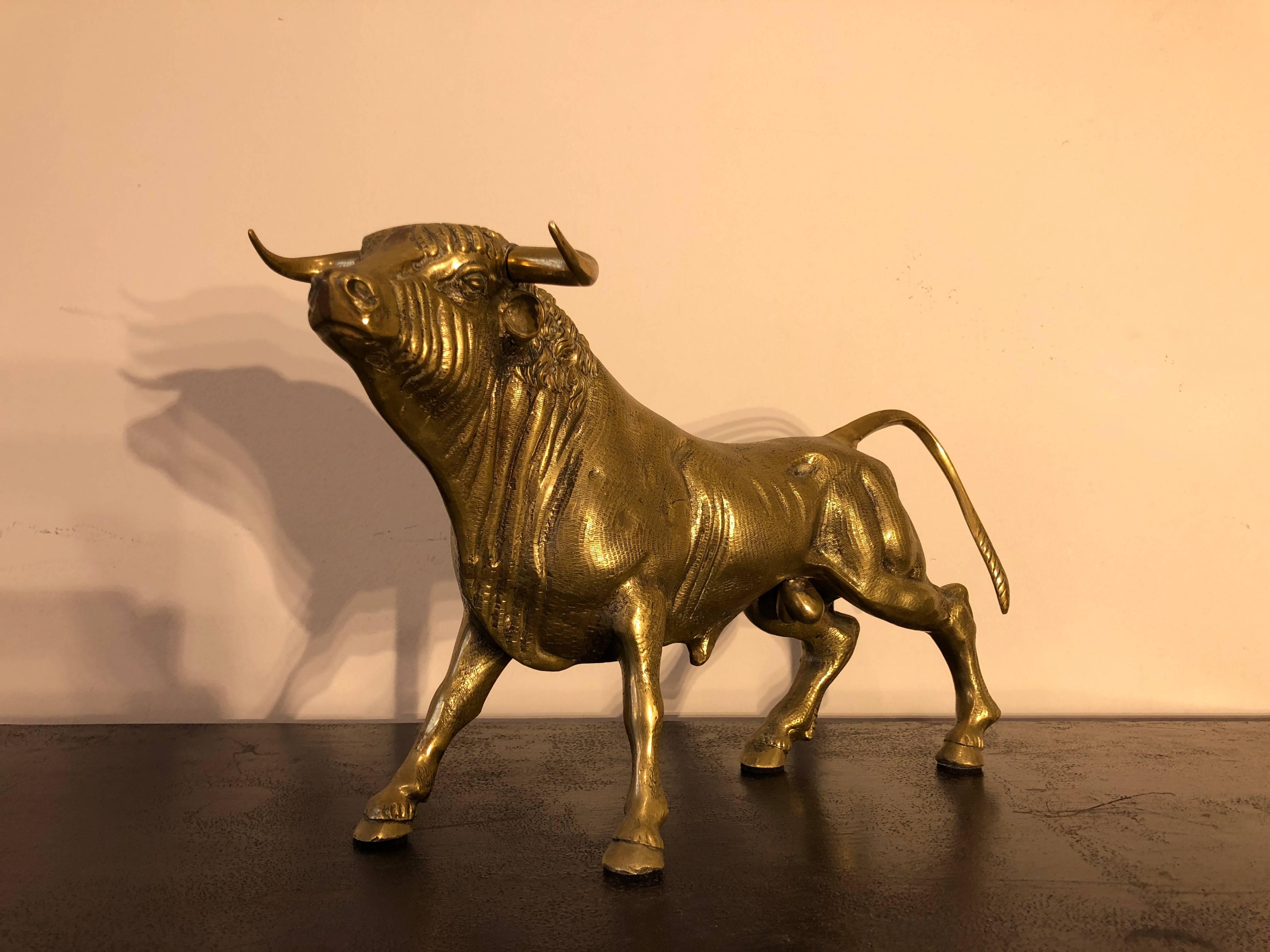 Golden Bronze Decorative Animal Bull Sculpture, France, 1930 3