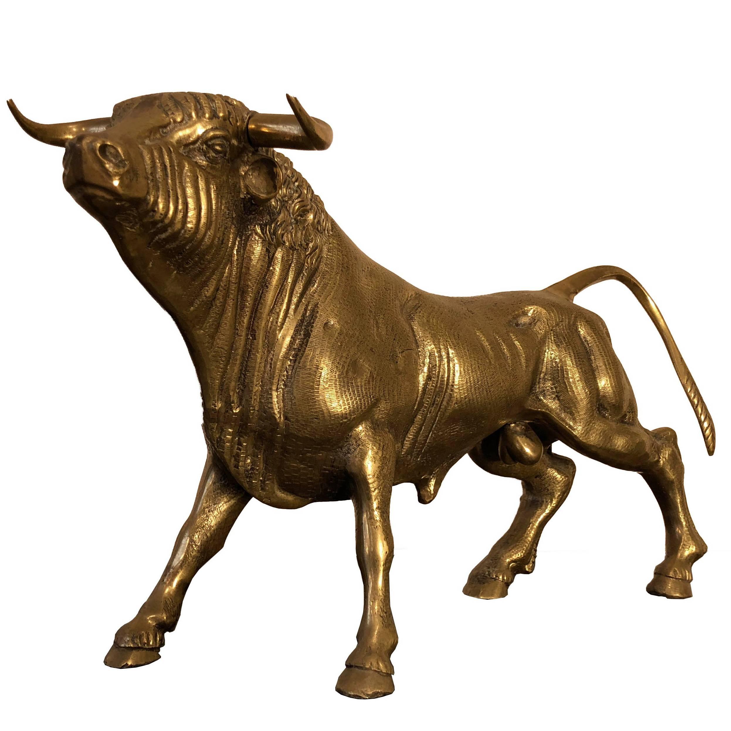 Golden Bronze Decorative Animal Bull Sculpture, France, 1930