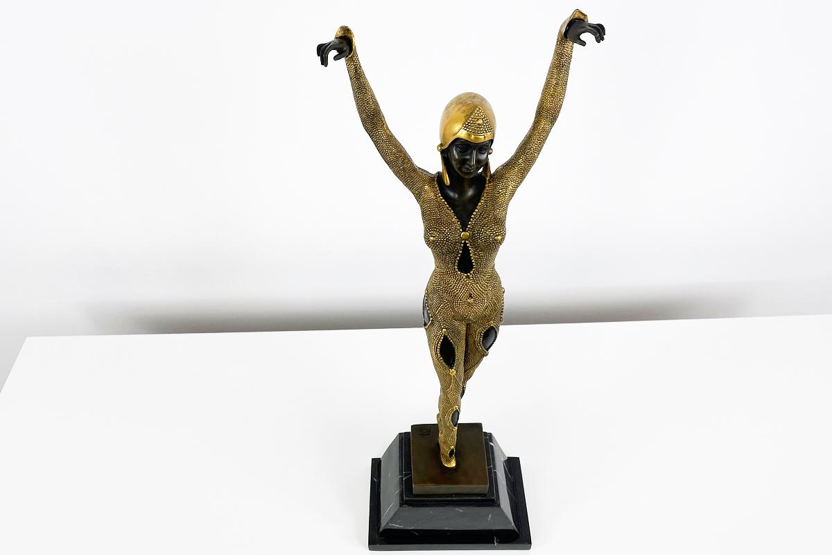 Art Deco Golden Bronze Sculpture, Dancer 