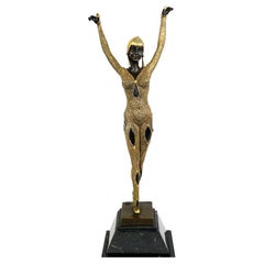 Golden Bronze Sculpture, Dancer "Dourga" by D.H. Chiparus