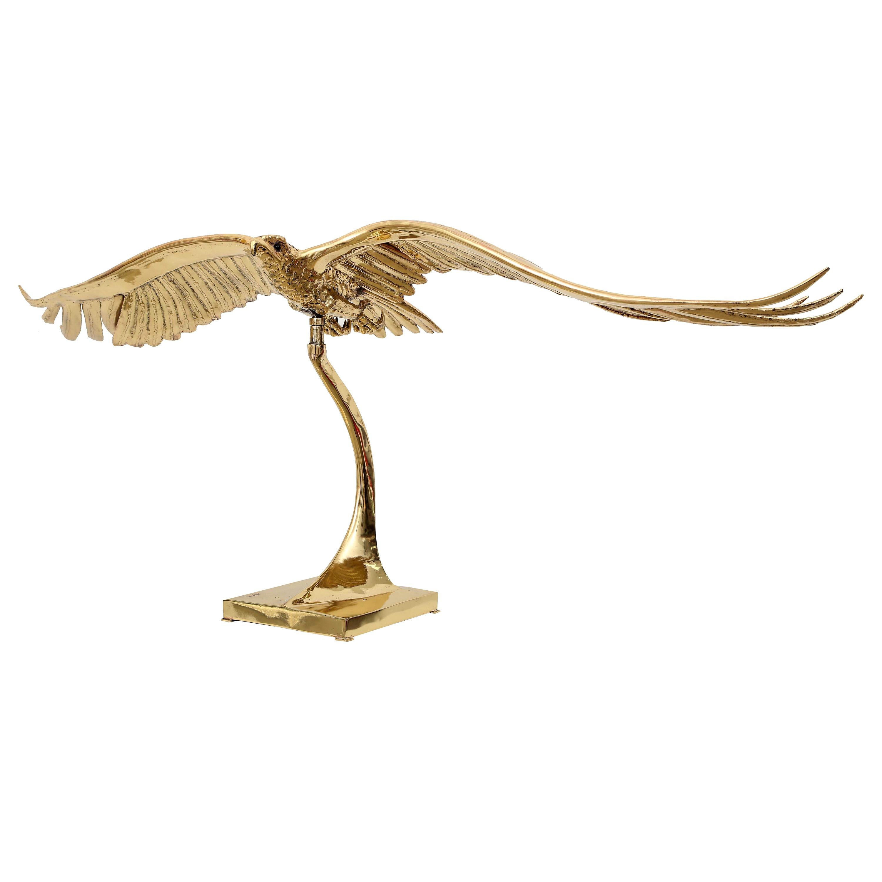 Golden Bronze Sculpture of a Flying Eagle Signed Piece by J. Duval-Brasseur For Sale