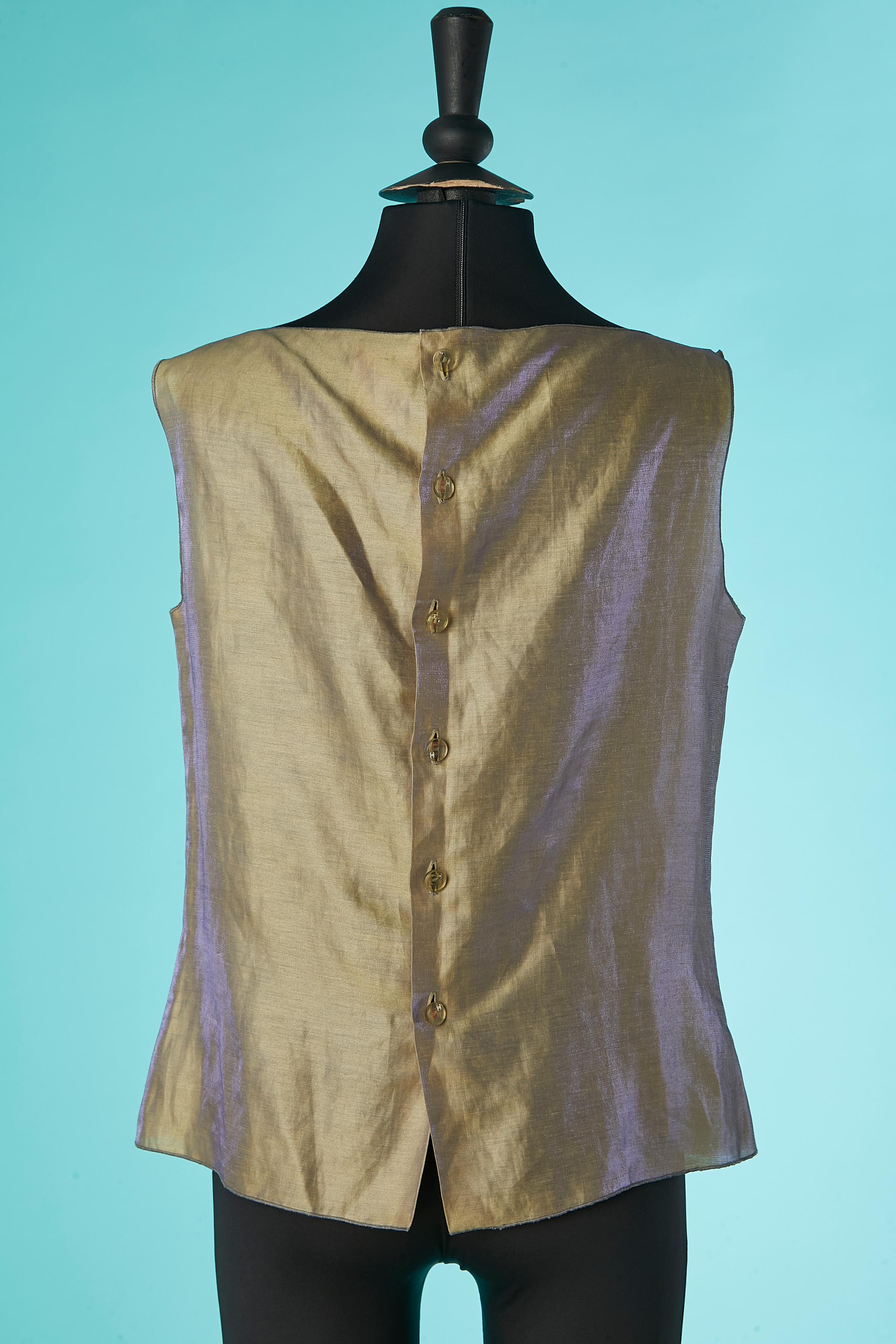 Golden brow sleeveless top with shiny purple reflection Chanel  For Sale 1