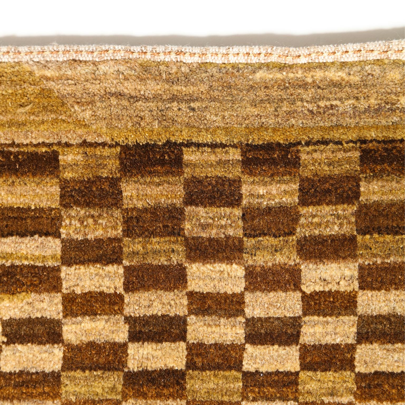 Tissé à la main Tapis persan en laine à carreaux géométriques, noué à la main, brun doré, 8' x 10'. en vente