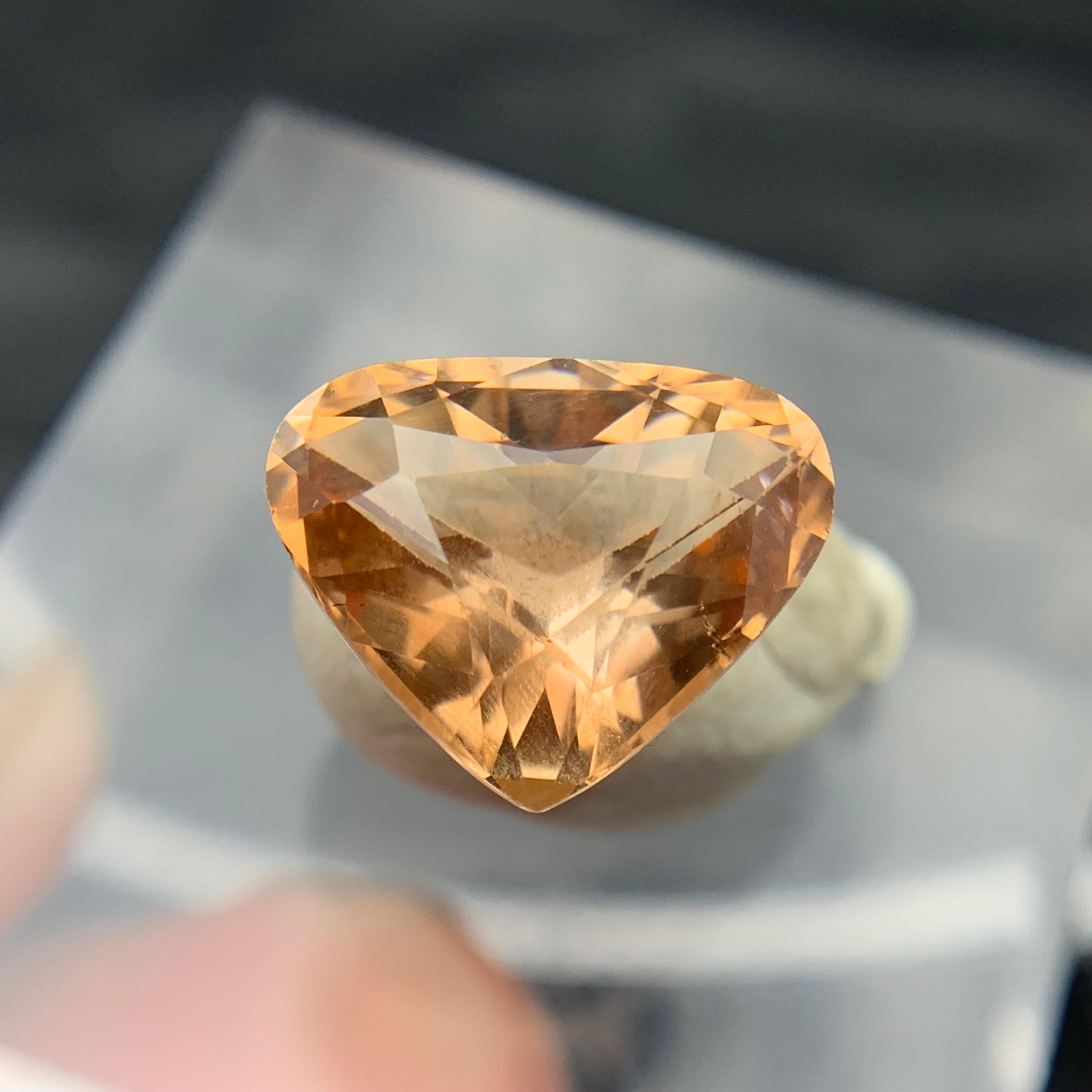 Contemporary Golden Brown Natural Topaz Necklace Pendant Loose Gemstone 11.05 Carat Pear Cut For Sale