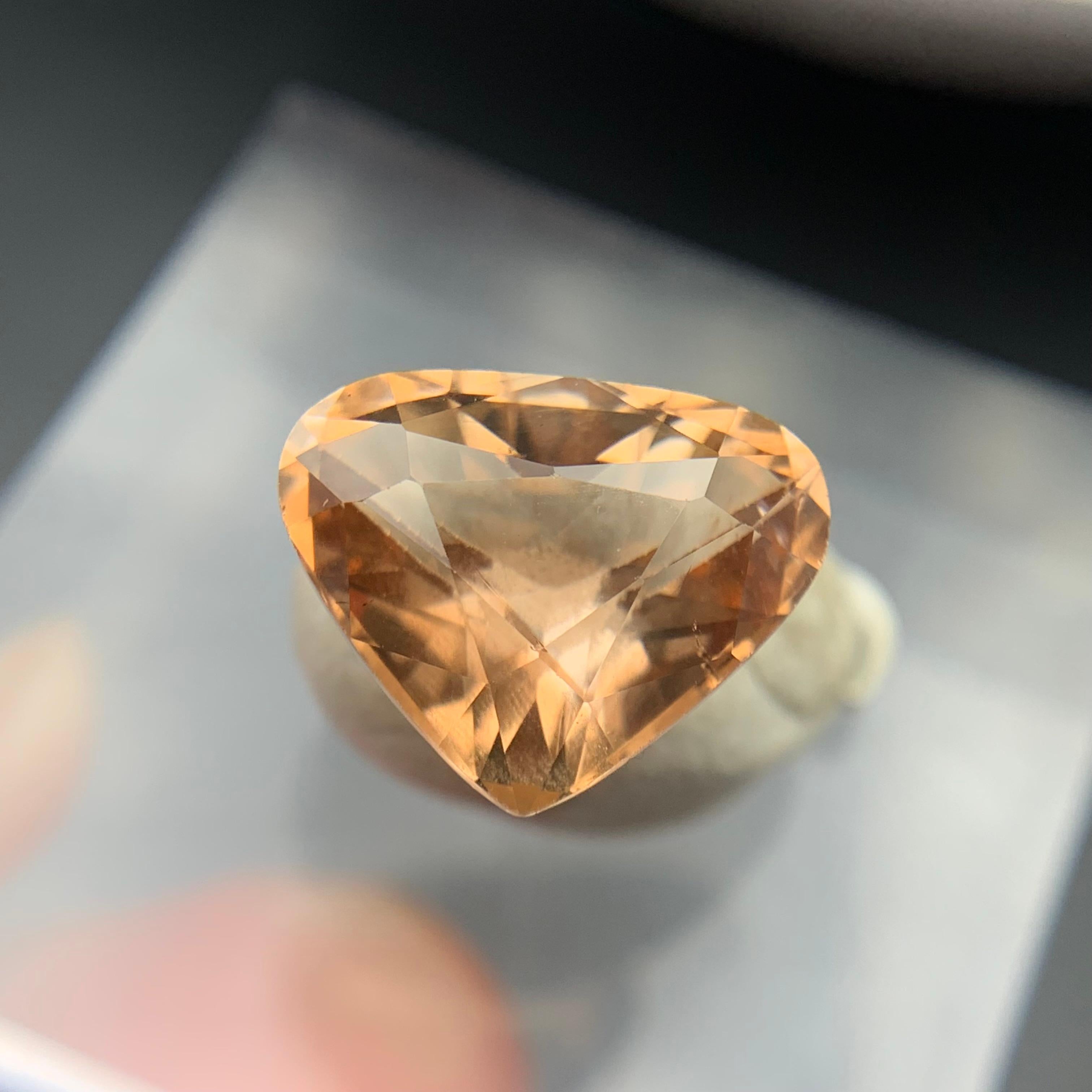 Golden Brown Natural Topaz Necklace Pendant Loose Gemstone 11.05 Carat Pear Cut For Sale 1