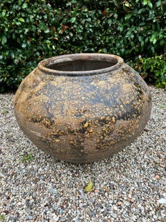 Golden Brown Patinated Glazed Terracotta Planter