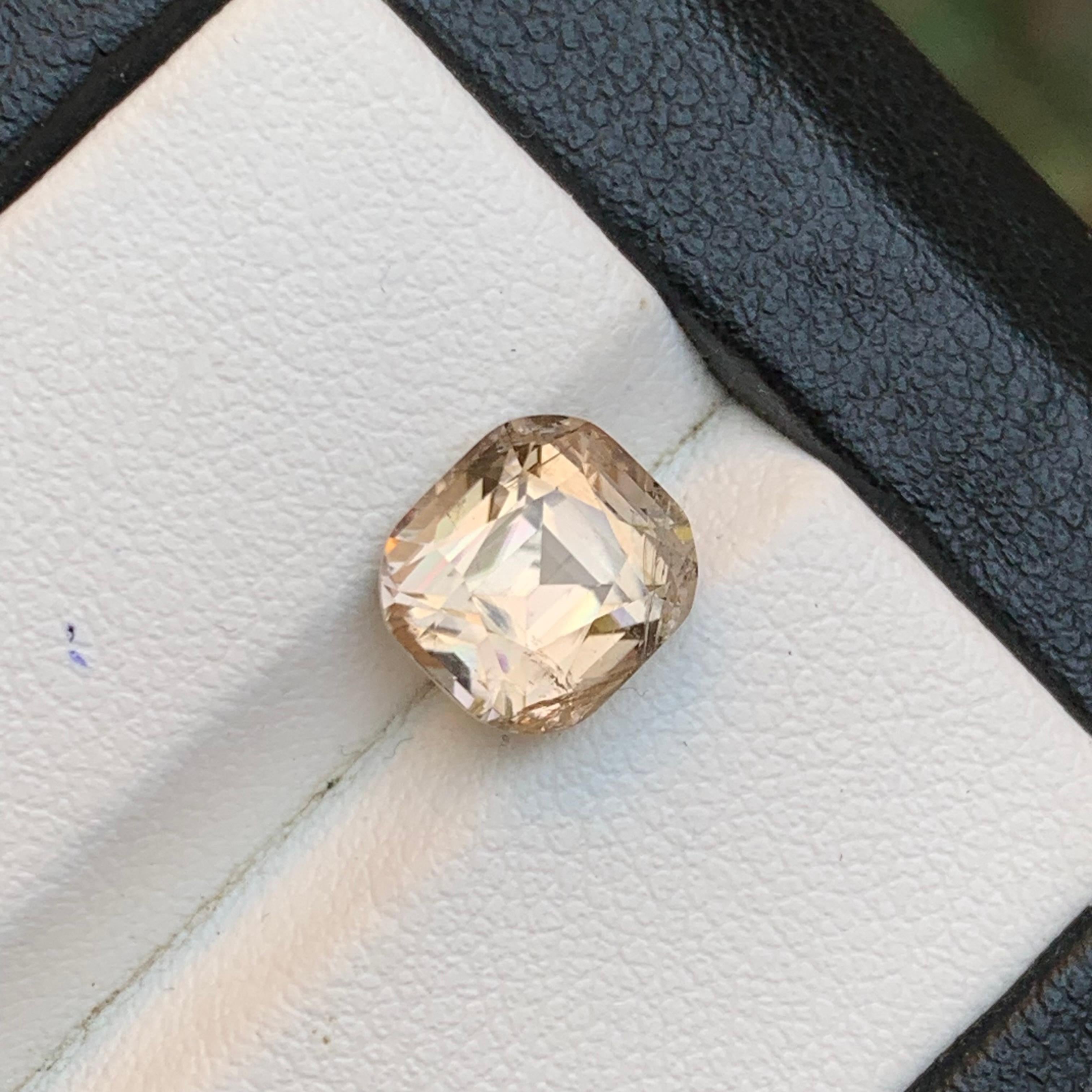 Turmalina marrón dorada 3,24 qt talla cojín cuadrada gema natural suelta - Anillo en venta 6