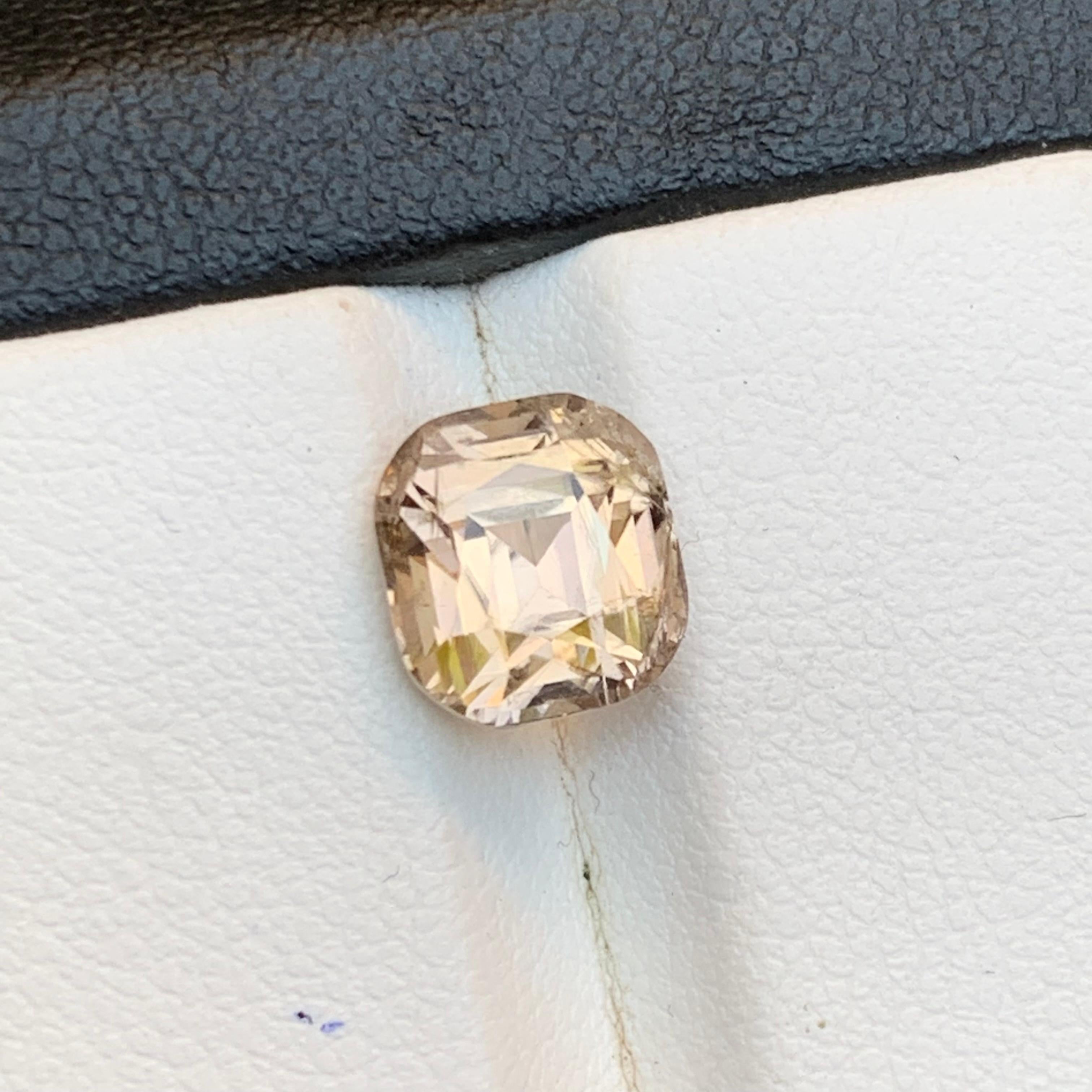 Turmalina marrón dorada 3,24 qt talla cojín cuadrada gema natural suelta - Anillo en venta 7