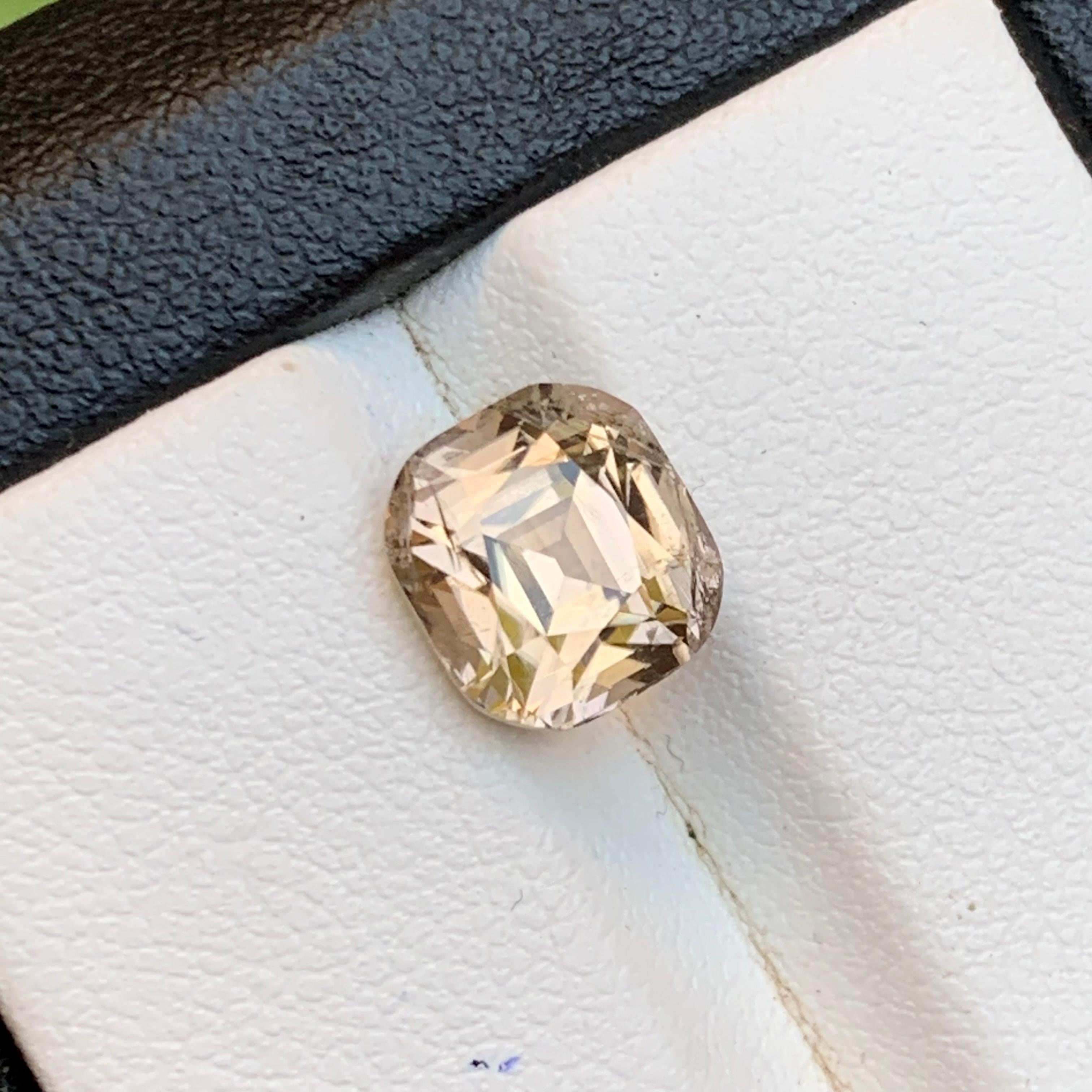 Turmalina marrón dorada 3,24 qt talla cojín cuadrada gema natural suelta - Anillo en venta 2