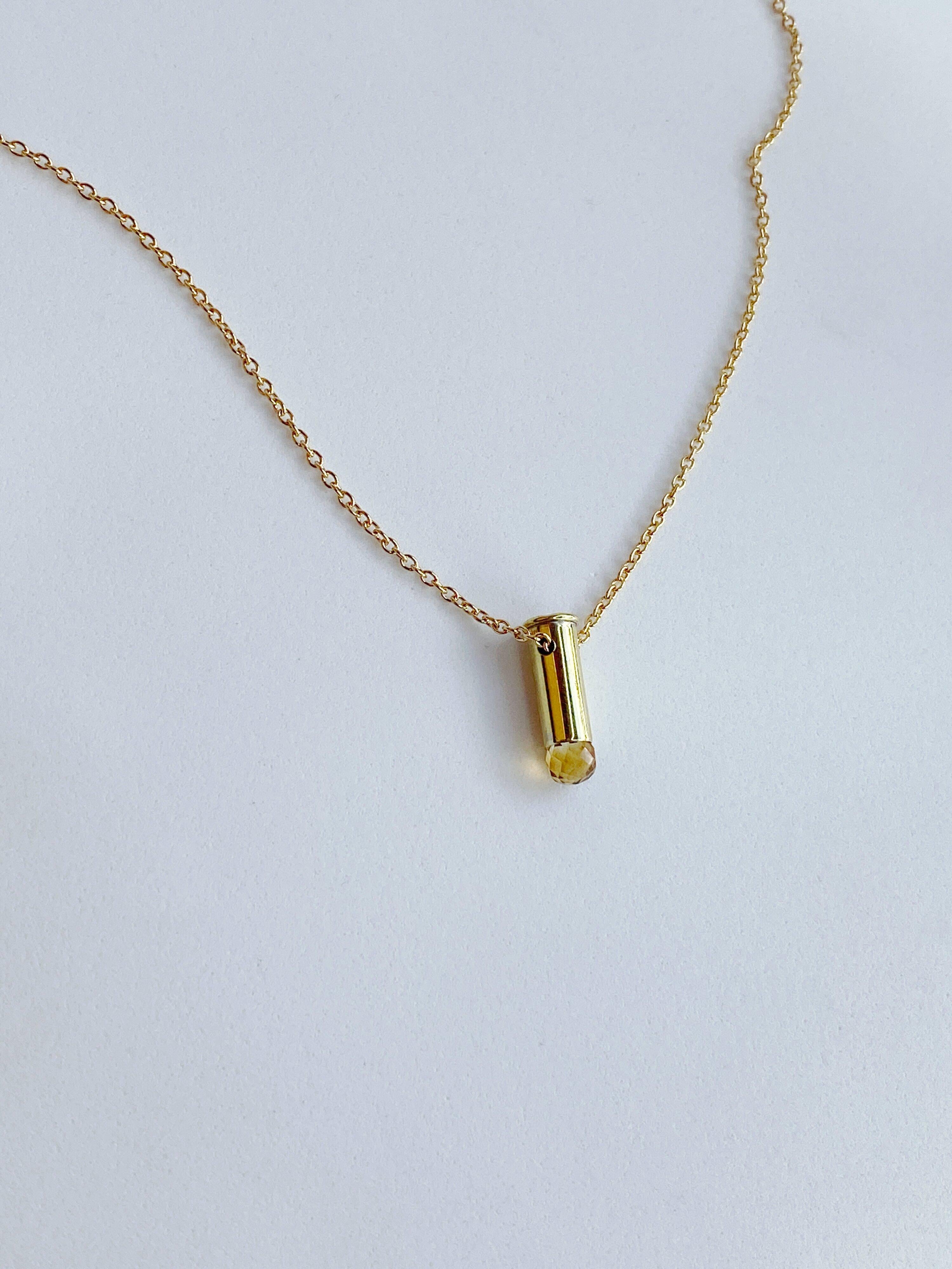 Artist Golden bullet and natural Citrine pendant necklace For Sale