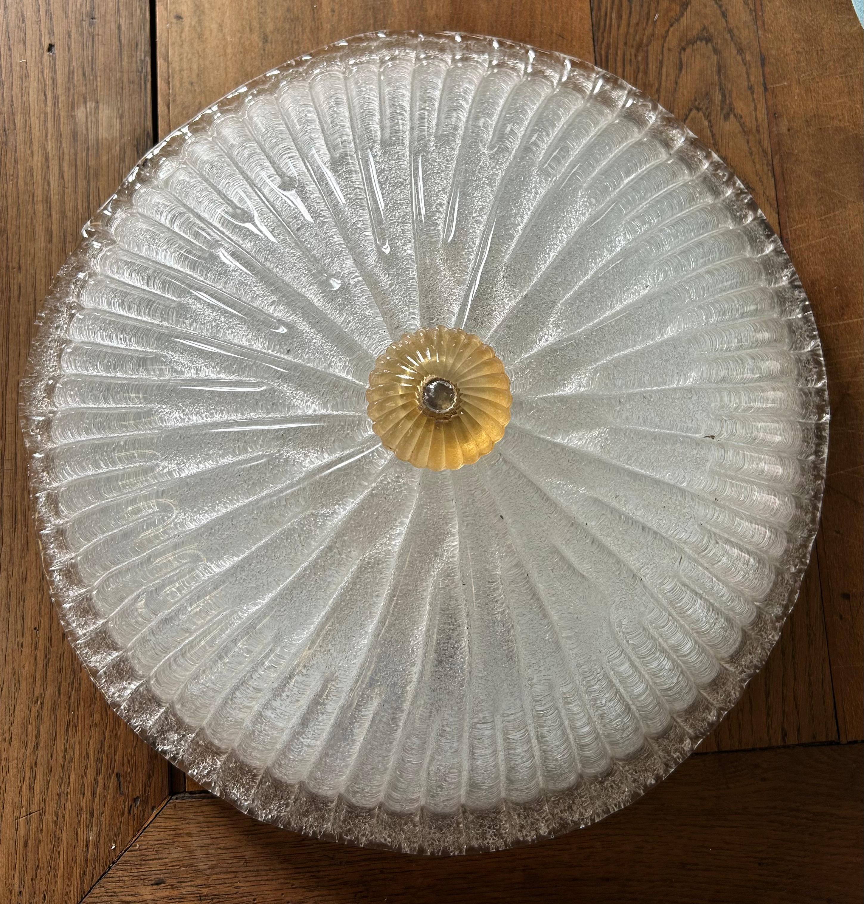Hand-Crafted Golden Button, Gorgeous Murano Ceiling Light, 1980's For Sale