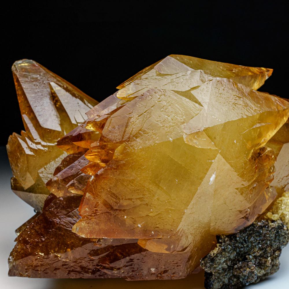 Golden Calcite Crystal From Elmwood Mine, Tennessee In Excellent Condition For Sale In New York, NY