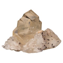 Golden Calcite on Apophyllite with Stilbite