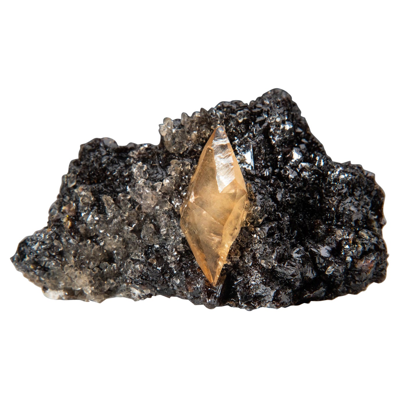 Goldenes Calcite auf Sphalerite Matrix