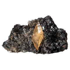 Calcite dorée sur matrice de sphalerite