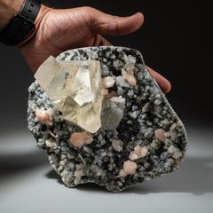 Golden Calcite with Chalcedony Stilbite Geode From Nasik District, Maharashtra