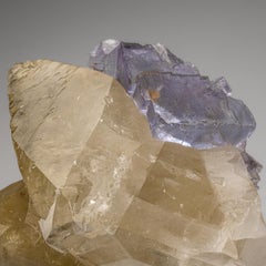 Golden Calcite with Fluorite from Xianghualing-Xianghuapu Mines, Hunan, China