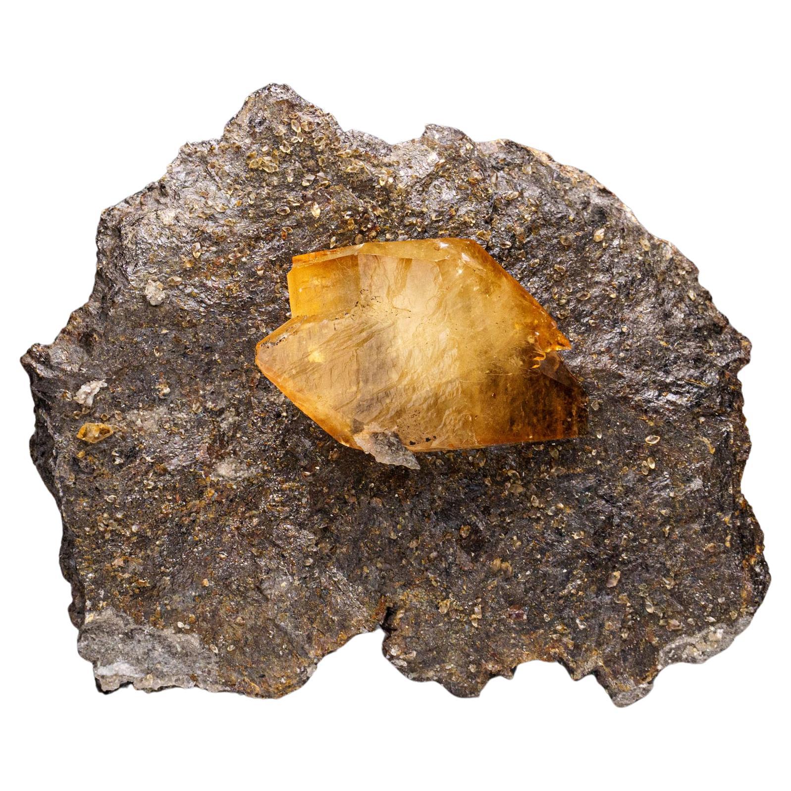 Golden Calcite with Sphalerite Crystal from Elmwood Mine, Tennessee