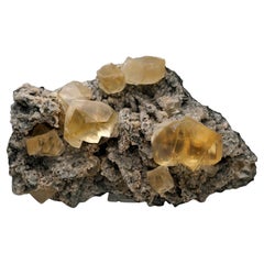 Golden Calcite With Twinned Crystals From Kazakhstan