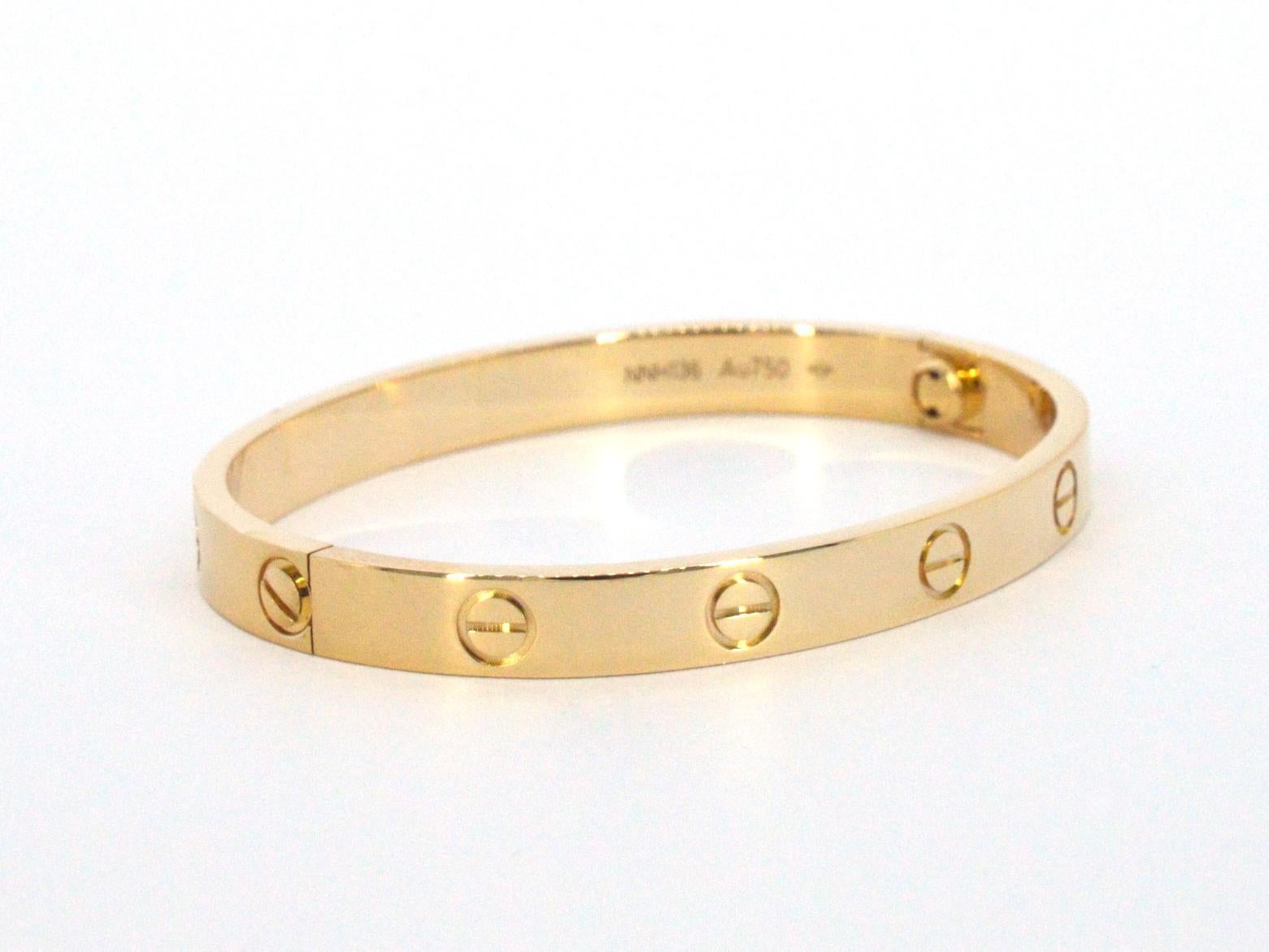 Women's Golden Cartier LOVE Bracelet For Sale