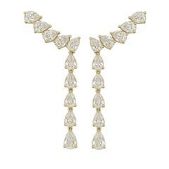 Golden Cascade 14K (or 18k upon request) Yellow Gold Pear Diamond Drop Earrings
