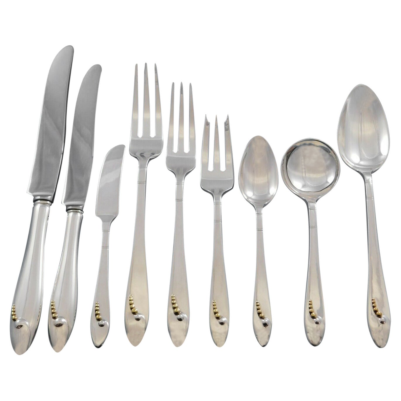 Golden Caviar by Black Starr & Gorham Sterling Silver Flatware Set Service 99 Pc