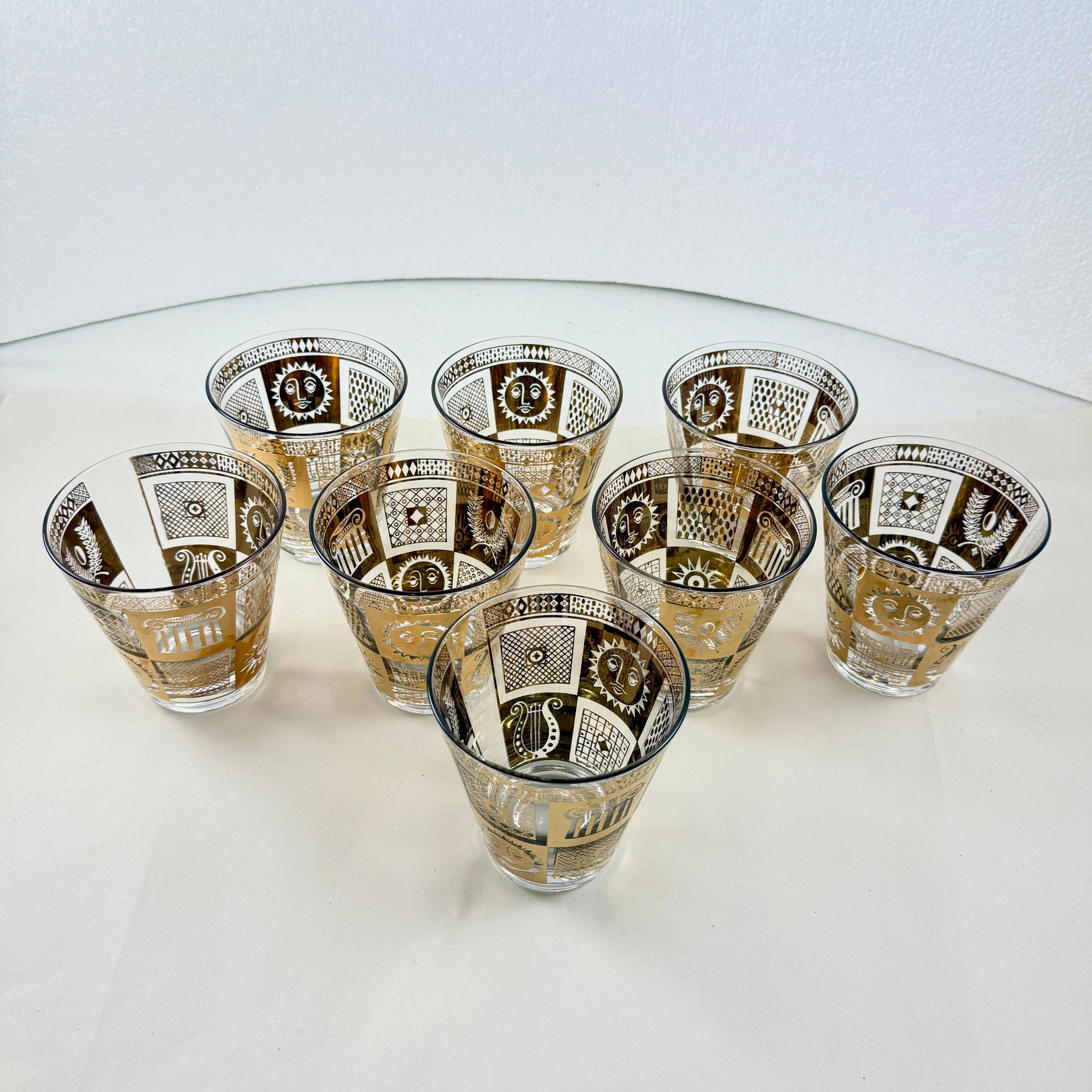 American Golden Celeste Briard Glasses, set of eight, circa 1957 For Sale